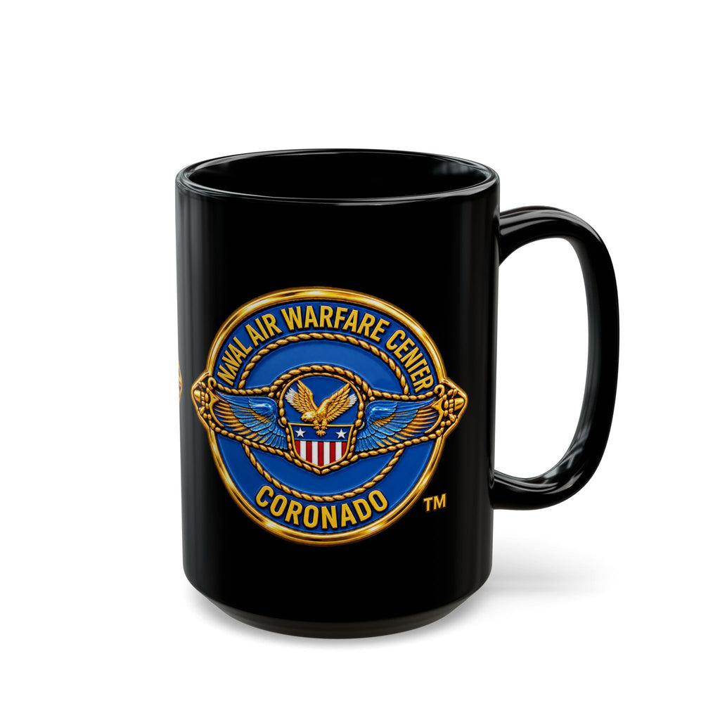 Black Mug (11oz, 15oz) - Navy - Naval Air Warfare Center - Coronado - Crest - 3D - Enhanced