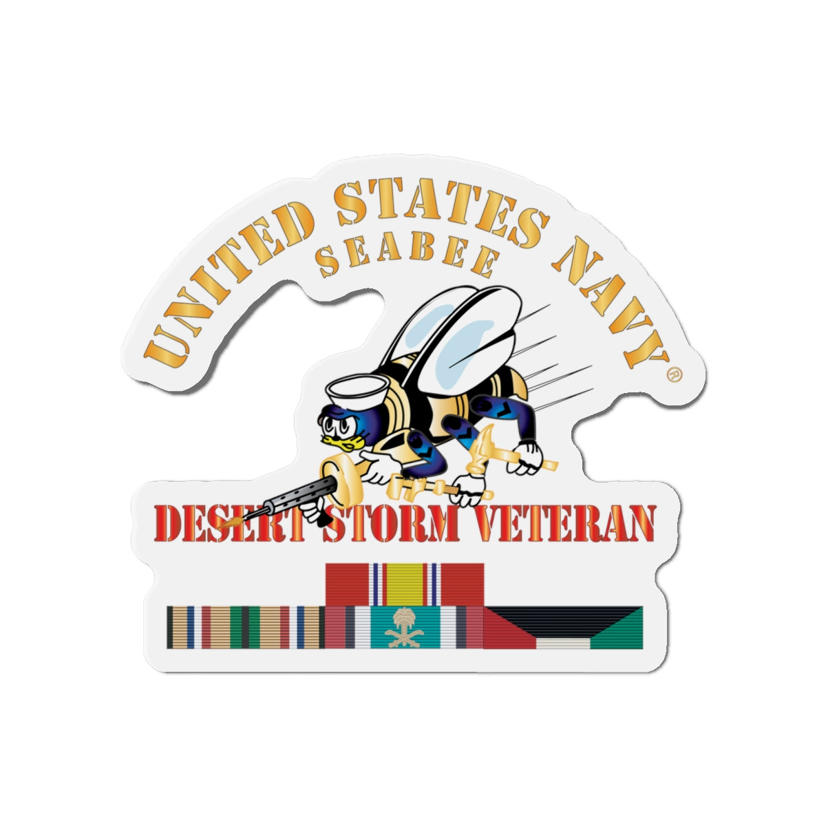 Die-Cut Magnet - Navy - Seabee - Desert Storm Veteran