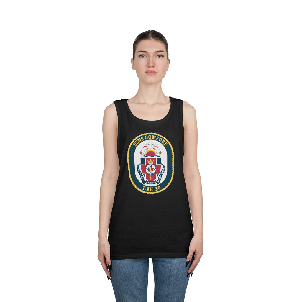 Unisex Heavy Cotton Tank Top - Navy - USNS Comfort (T-AH 20) wo txt
