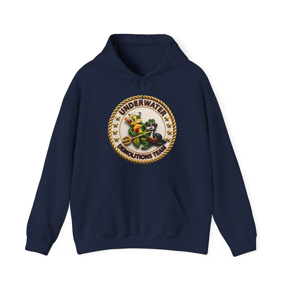 Unisex Heavy Blend™ Hoodies - Navy - SOF - Underwater Demolitions Team - Sammy - Freddie - 3D - Enhanced