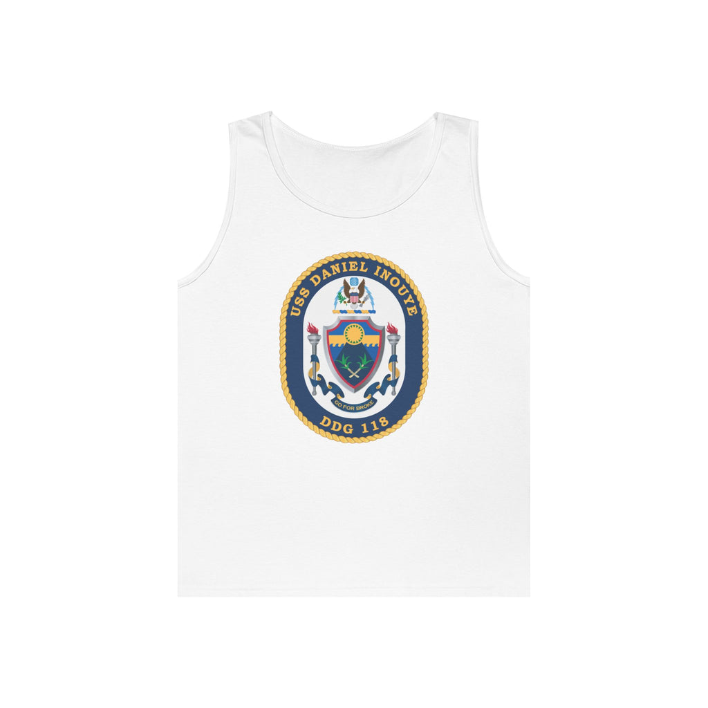 Unisex Heavy Cotton Tank Top - Navy - USS Daniel Inouye (DDG-118) wo txt