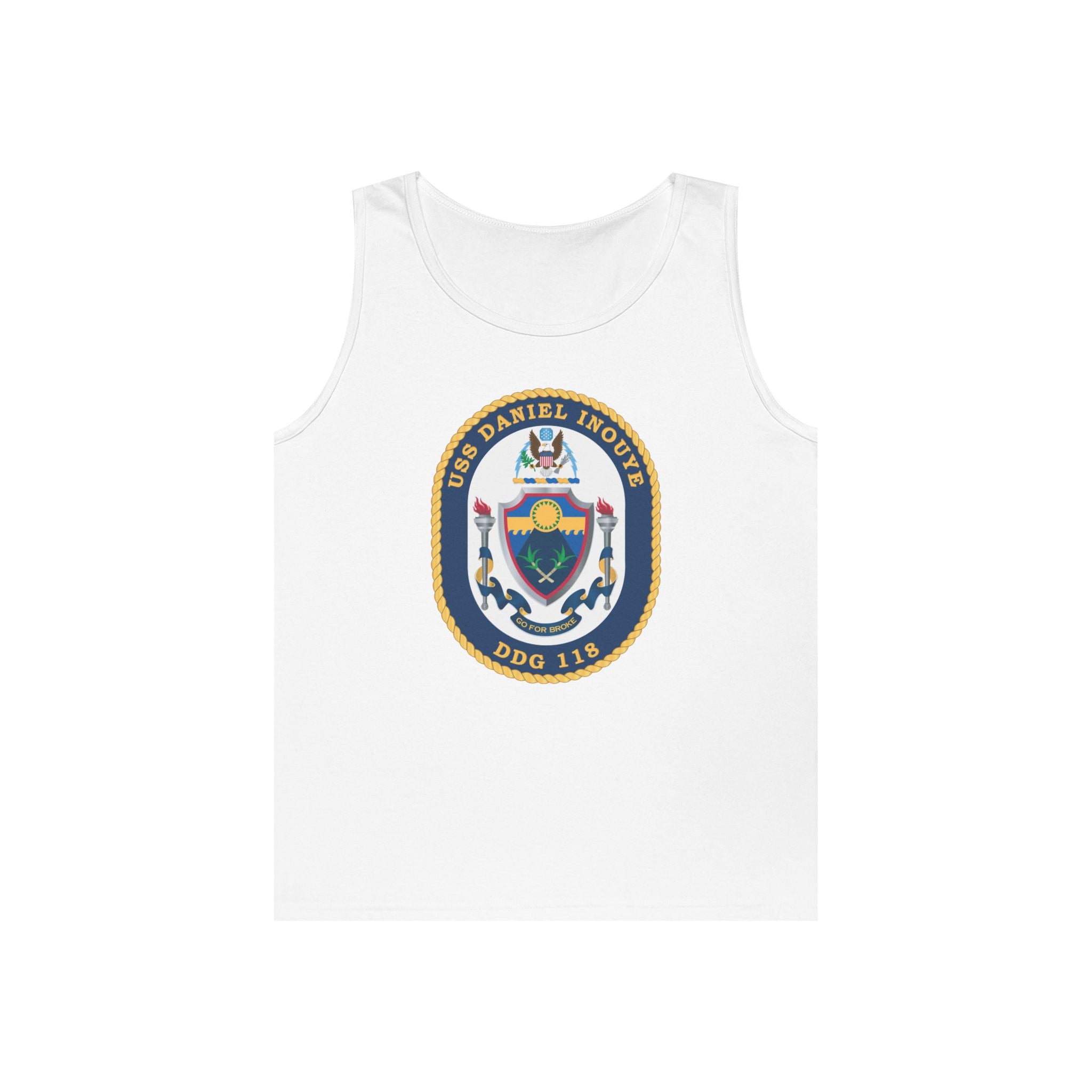 Unisex Heavy Cotton Tank Top - Navy - USS Daniel Inouye (DDG-118) wo txt
