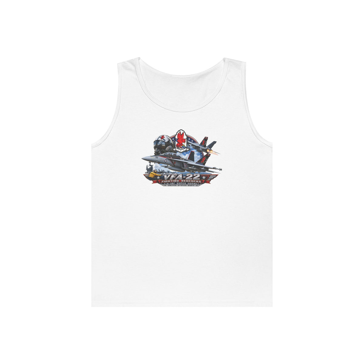 Unisex Heavy Cotton Tank Top - Strike Fighter Squadron 22nd - AC - Fighting Redcocks - 3D - Enhanced