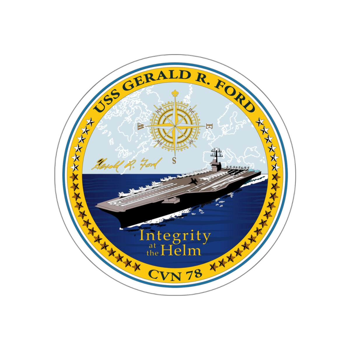 Die-Cut Vinyl Sticker - Navy - USS Gerald R. Ford (CVN-78) wo txt