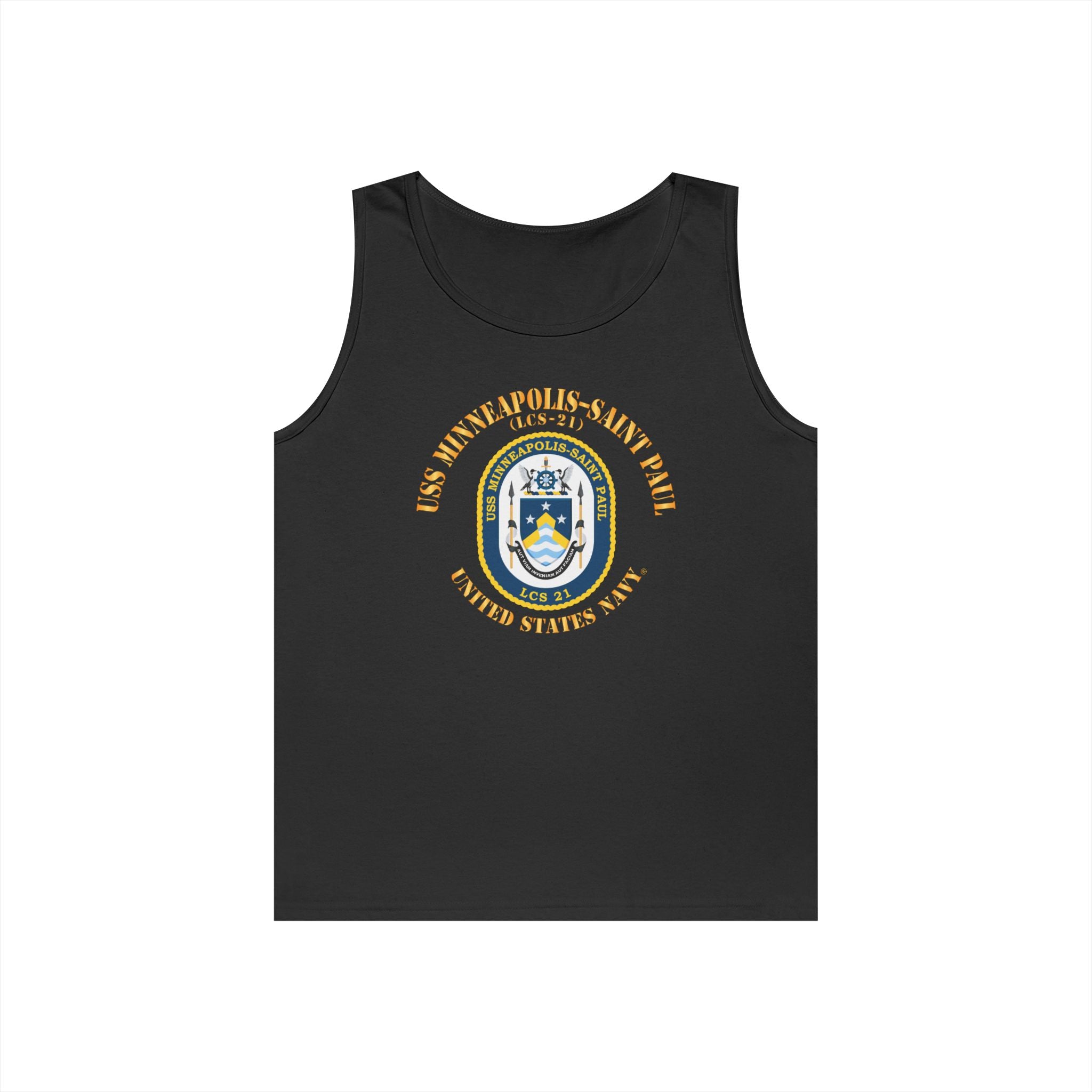 Unisex Heavy Cotton Tank Top - Navy - USS Minneapolis–Saint Paul (LCS-21)