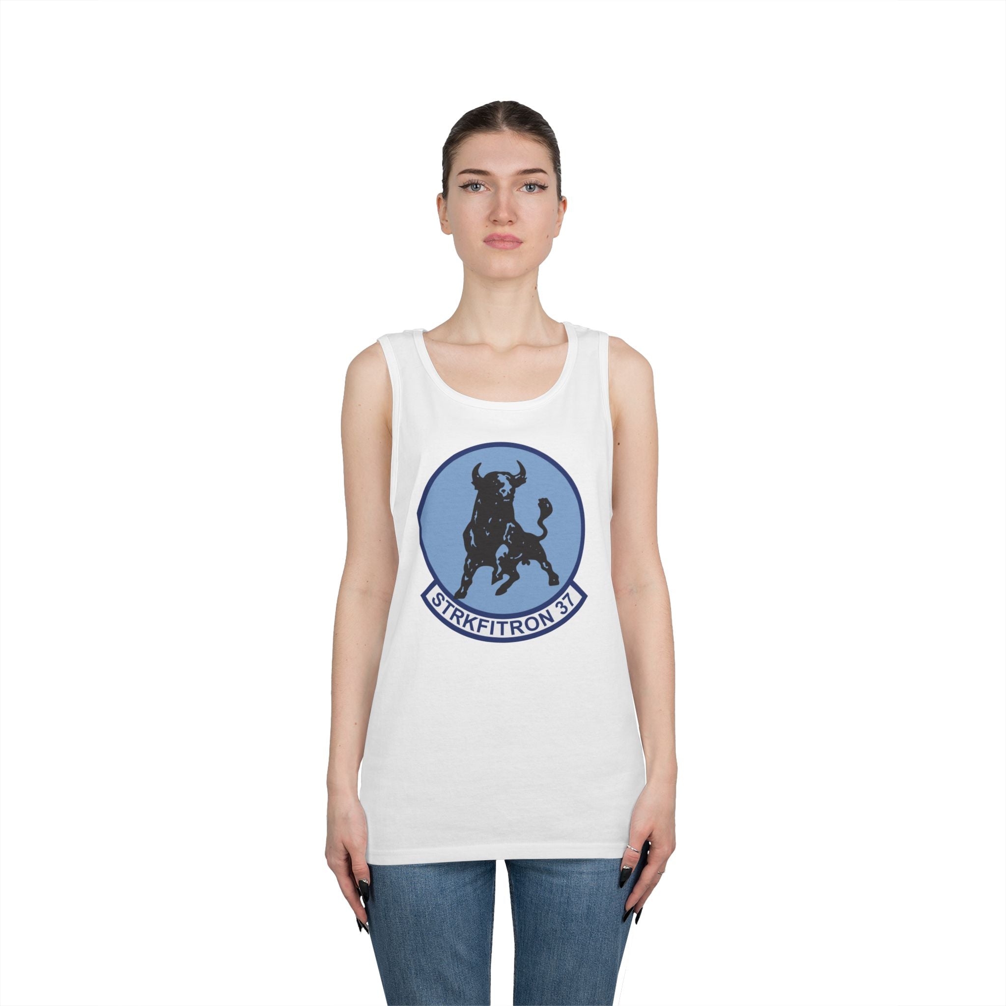 Unisex Heavy Cotton Tank Top - Navy - Strike Fighter Squadron 37 (VFA-37) wo txt