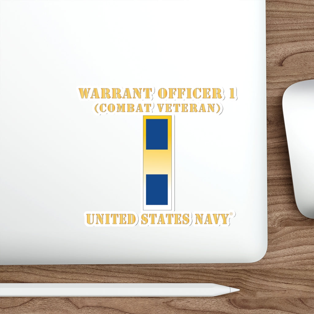 Die-Cut Vinyl Sticker - Navy - Warrant Officer 1 - Combat Veteran