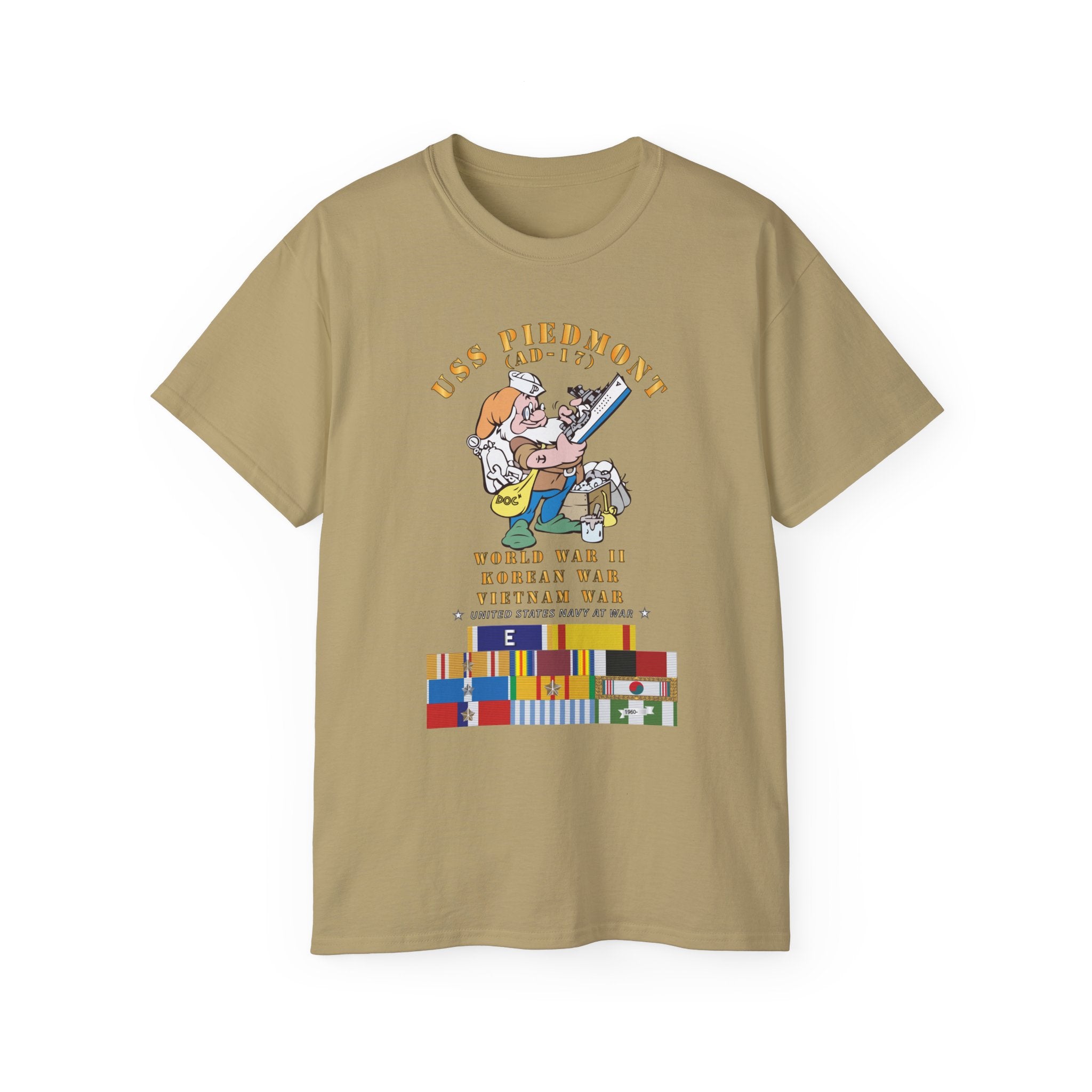Unisex Ultra Cotton T-Shirt - Navy - USS Piedmont (AD-17) w WWII - KOREA - VN SVC