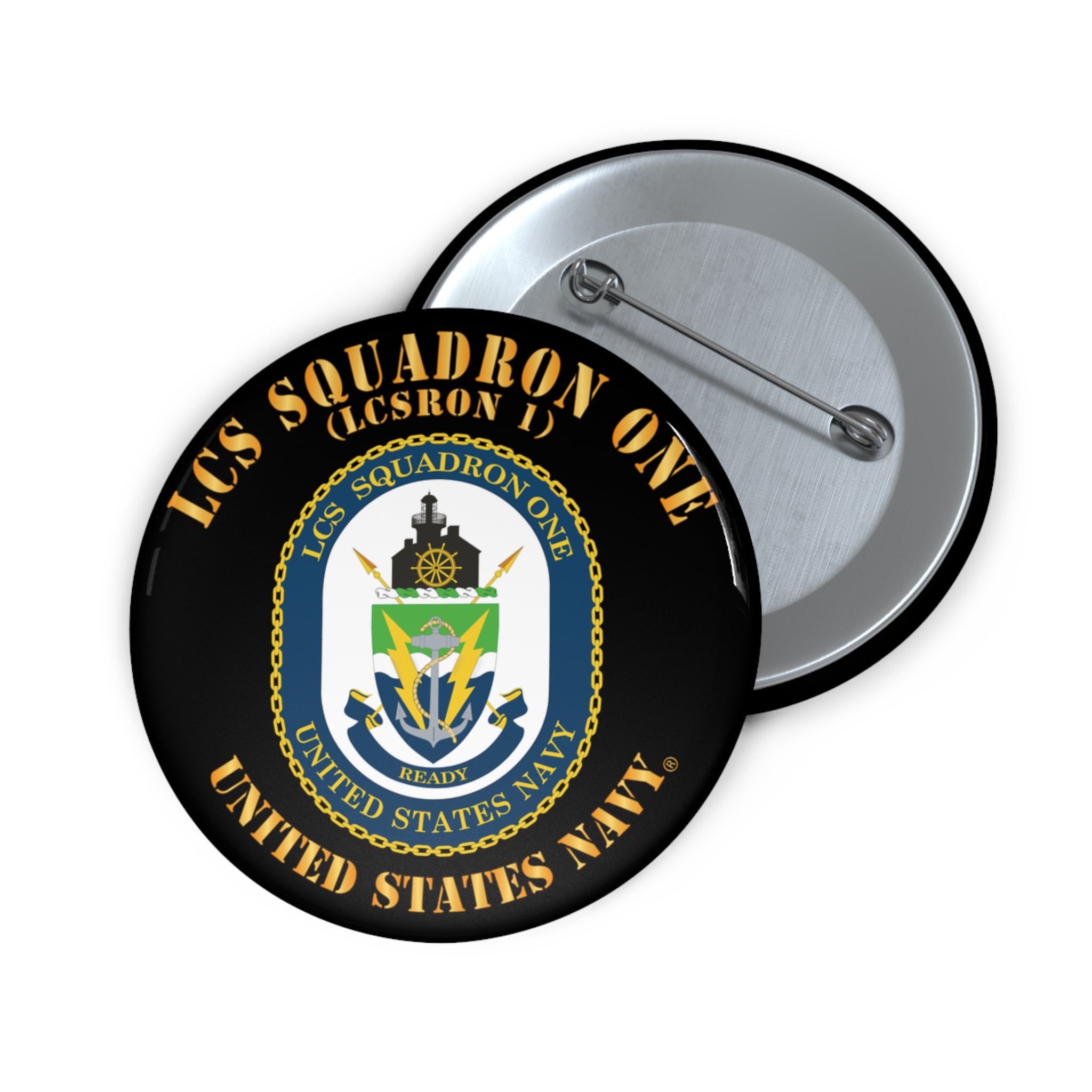 Custom Pin Button - Navy - LCS Squadron One (LCSRON 1)