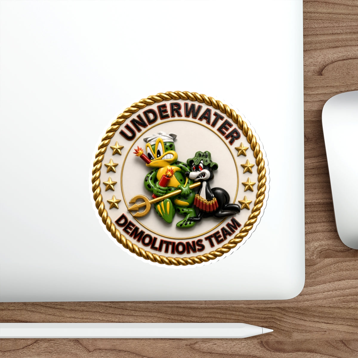Die-Cut Vinyl Sticker - Navy - SOF - Underwater Demolitions Team - Sammy - Freddie - 3D - Enhanced