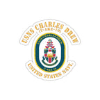 Die-Cut Vinyl Sticker - Navy - USNS Charles Drew (T-AKE 10)