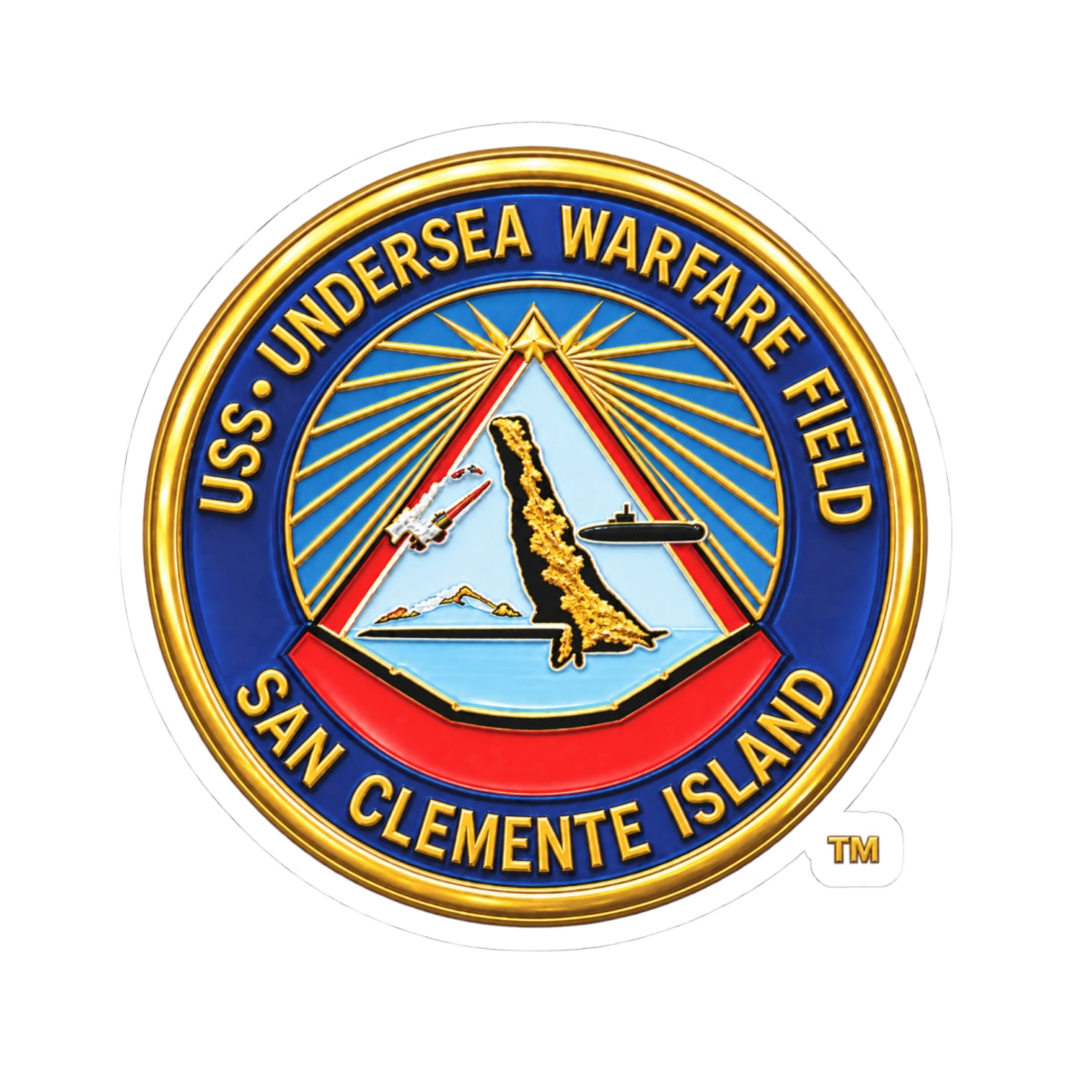 Kiss-Cut Stickers - Navy - USS Undersea Warfare Field - San Clemente Island - Crest - 3D - Enhanced