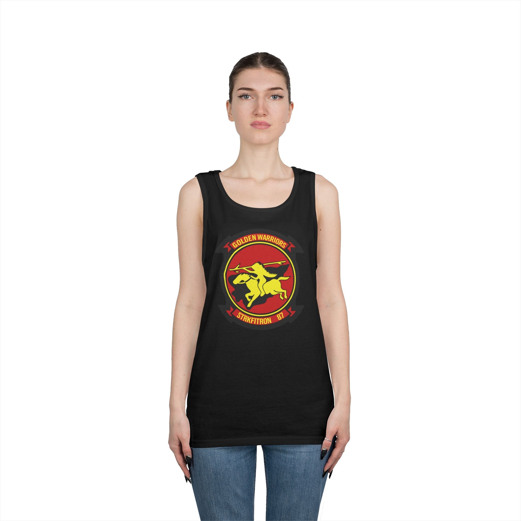 Unisex Heavy Cotton Tank Top - Navy - Strike Fighter Squadron 87 (VFA-87) wo txt