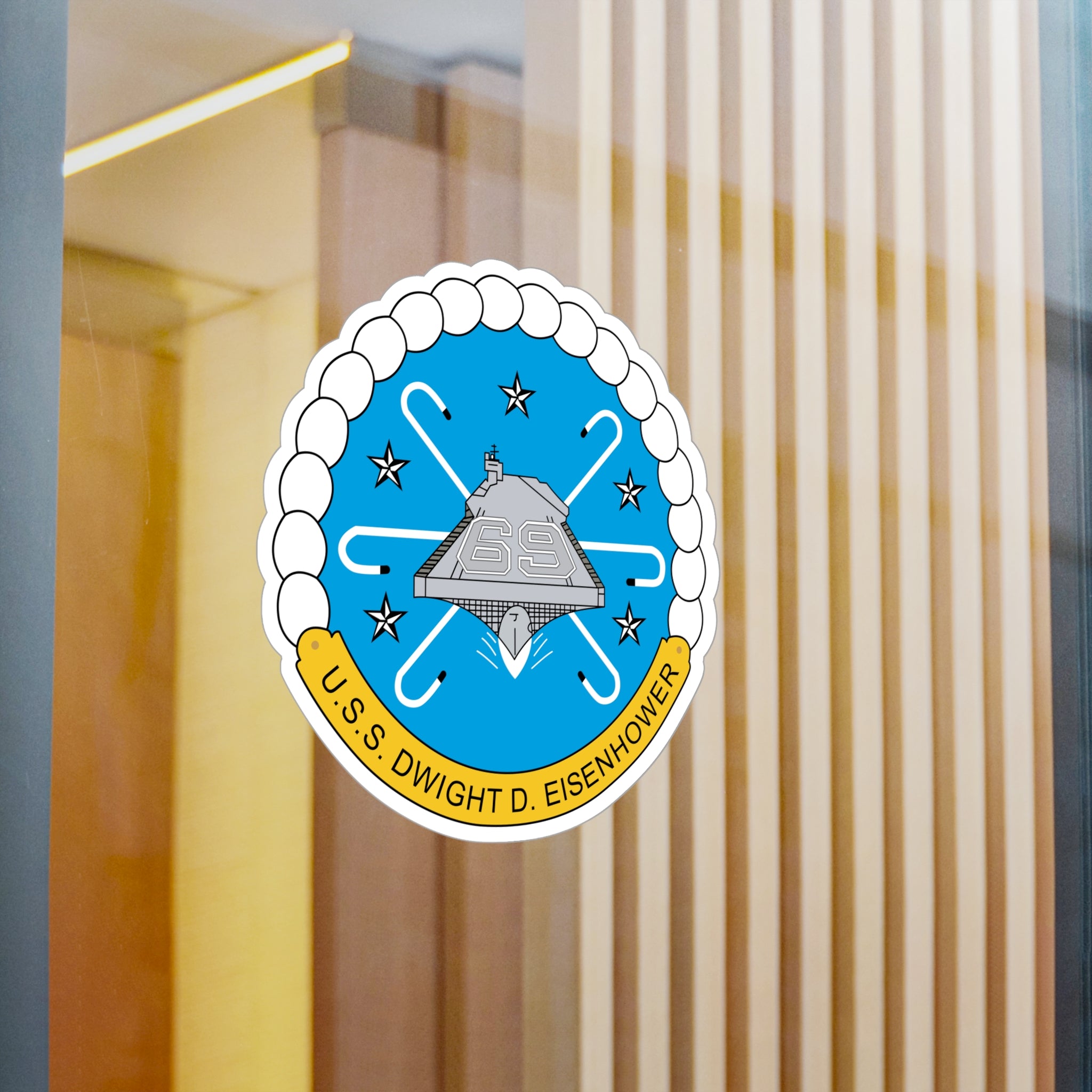 Kiss-Cut Vinyl Decal - USS Dwight D. Eisenhower (CVN-69) Crest wo Txt