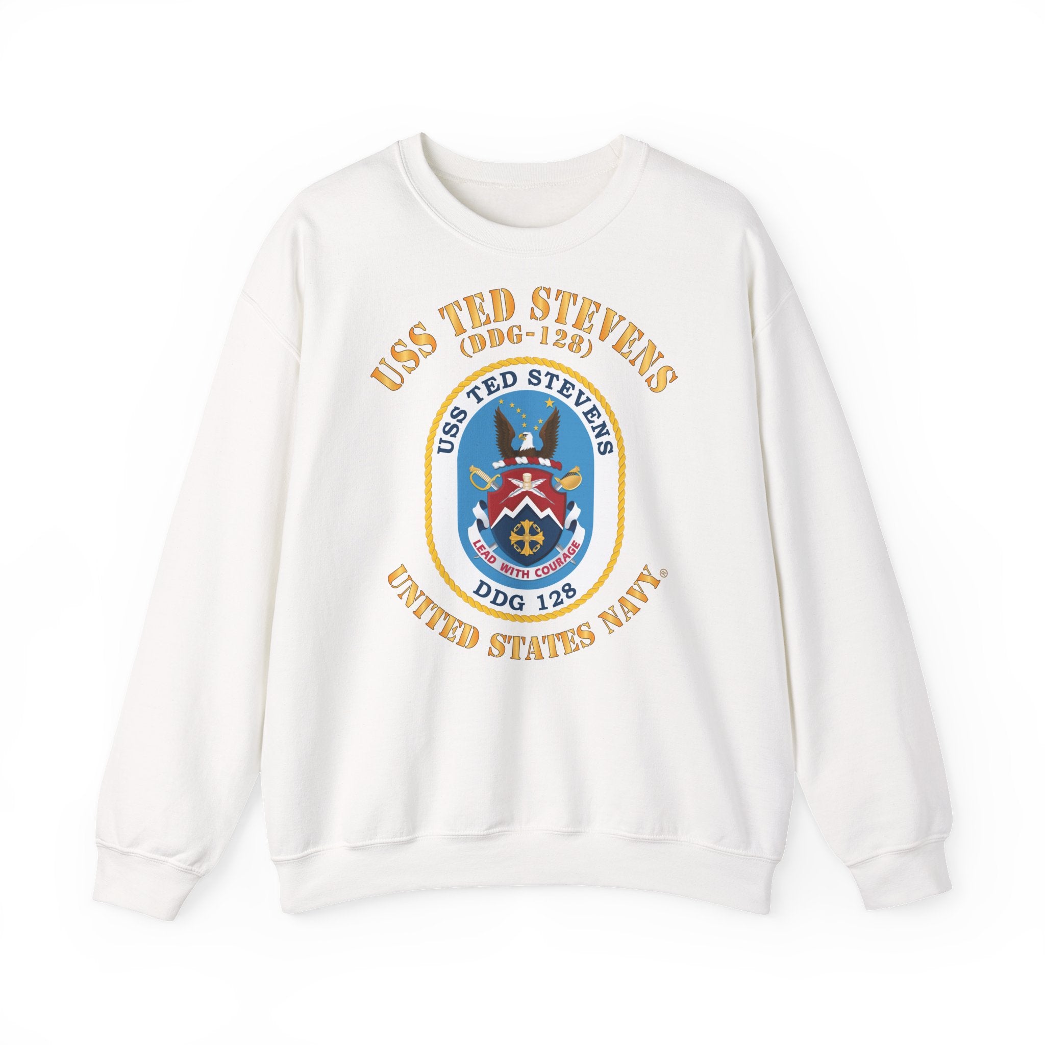 Unisex Heavy Blend™ Crewneck Sweatshirt - Navy - USS Ted Stevens (DDG-128)