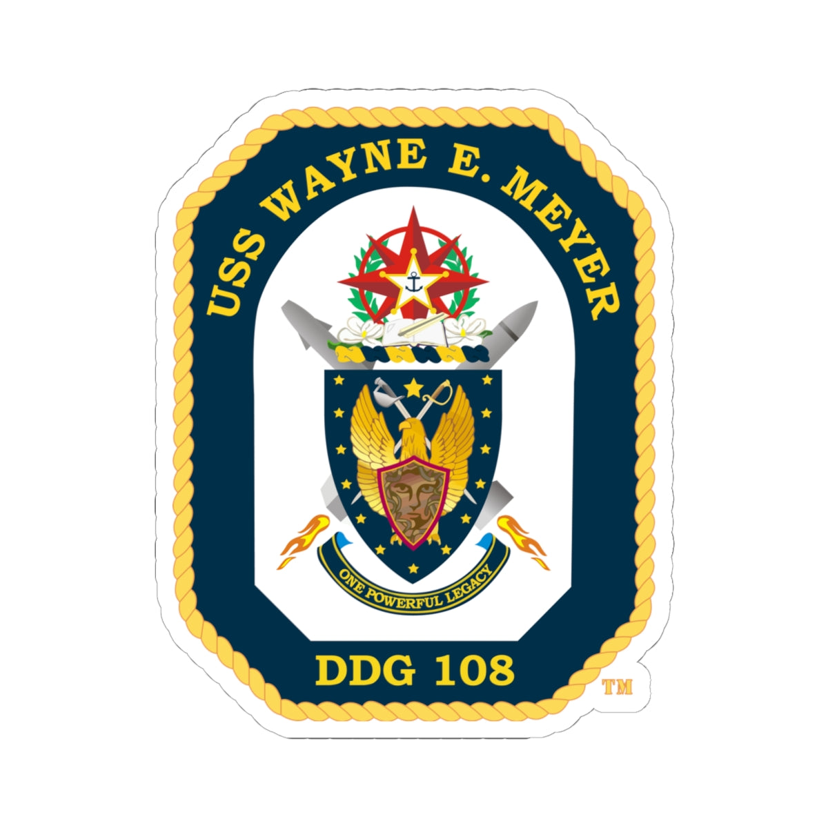 Kiss-Cut Stickers - Navy - USS Wayne E. Meyer (DDG-108) wo txt X 300