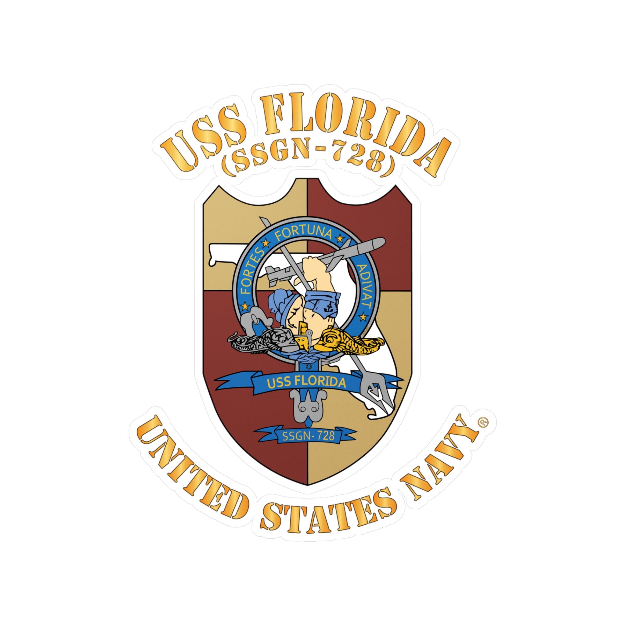 Kiss-Cut Vinyl Decal - Navy - USS Florida (SSGN-728)