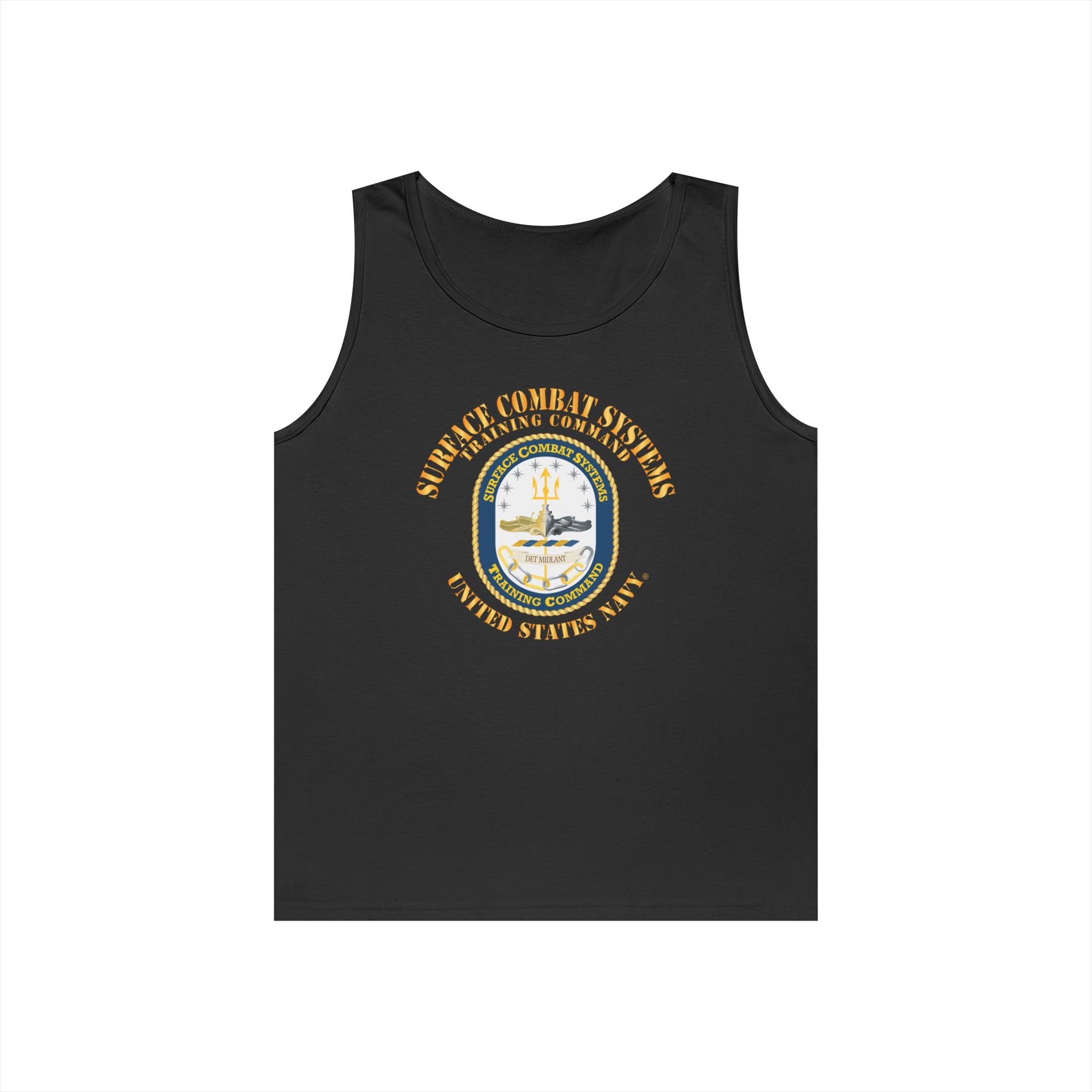 Unisex Heavy Cotton Tank Top - Navy - Surface Combat Systems Training Command - DET MIDLANT