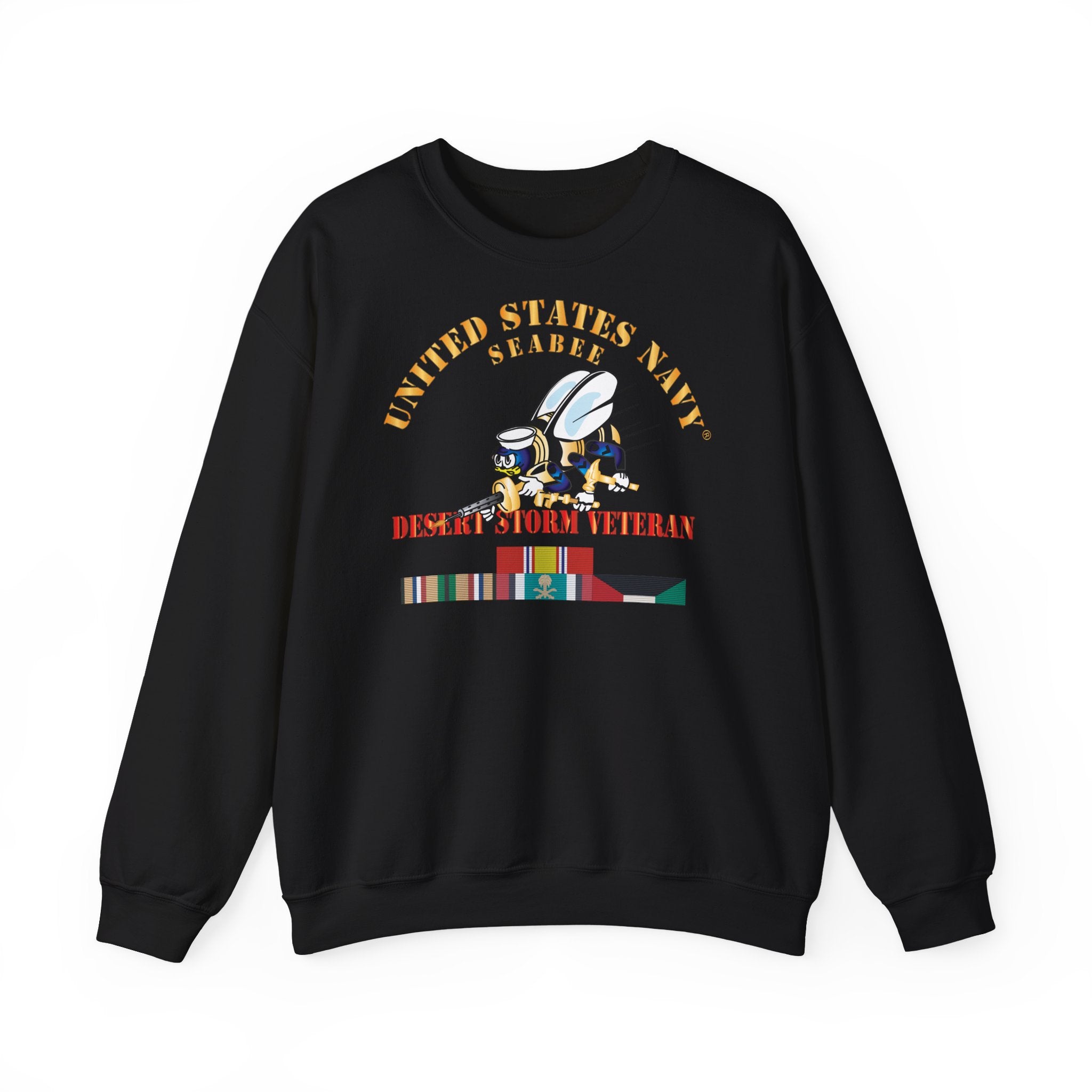 Unisex Heavy Blend™ Crewneck Sweatshirt - Navy - Seabee - Desert Storm Veteran