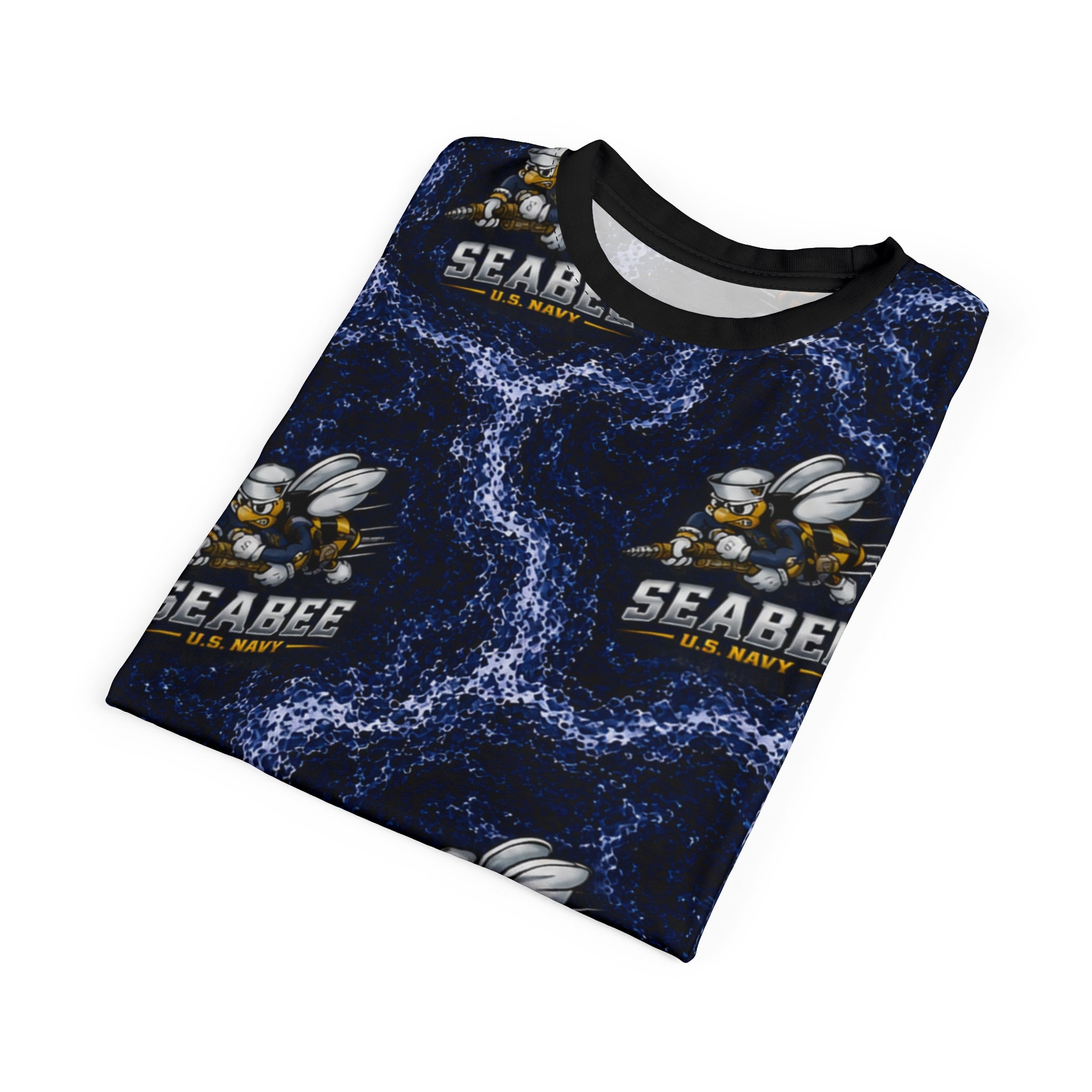All-Over Print Tee — Navy Wave Military Shirt - Navy Seabees