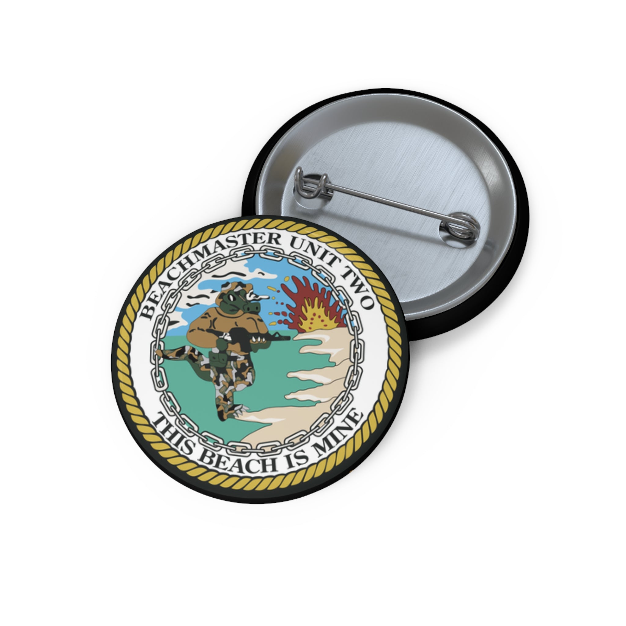 Custom Pin Button - Navy - Beachmaster Unit Two (BMU-2) wo txt X 300