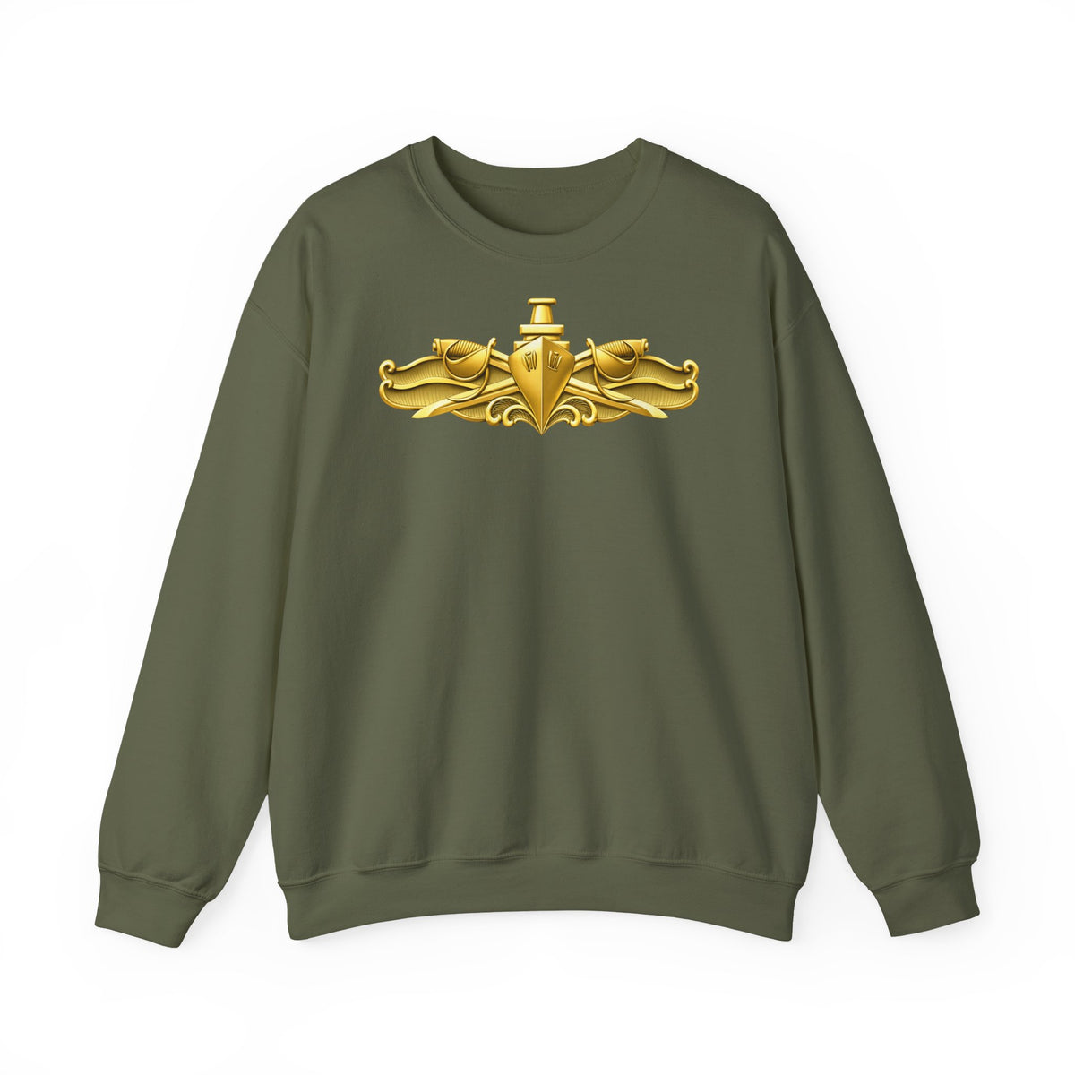 Unisex Heavy Blend™ Crewneck Sweatshirt - Navy - Badge - Surface Warfare Officer (SWO) wo txt - 3D - Enhanced