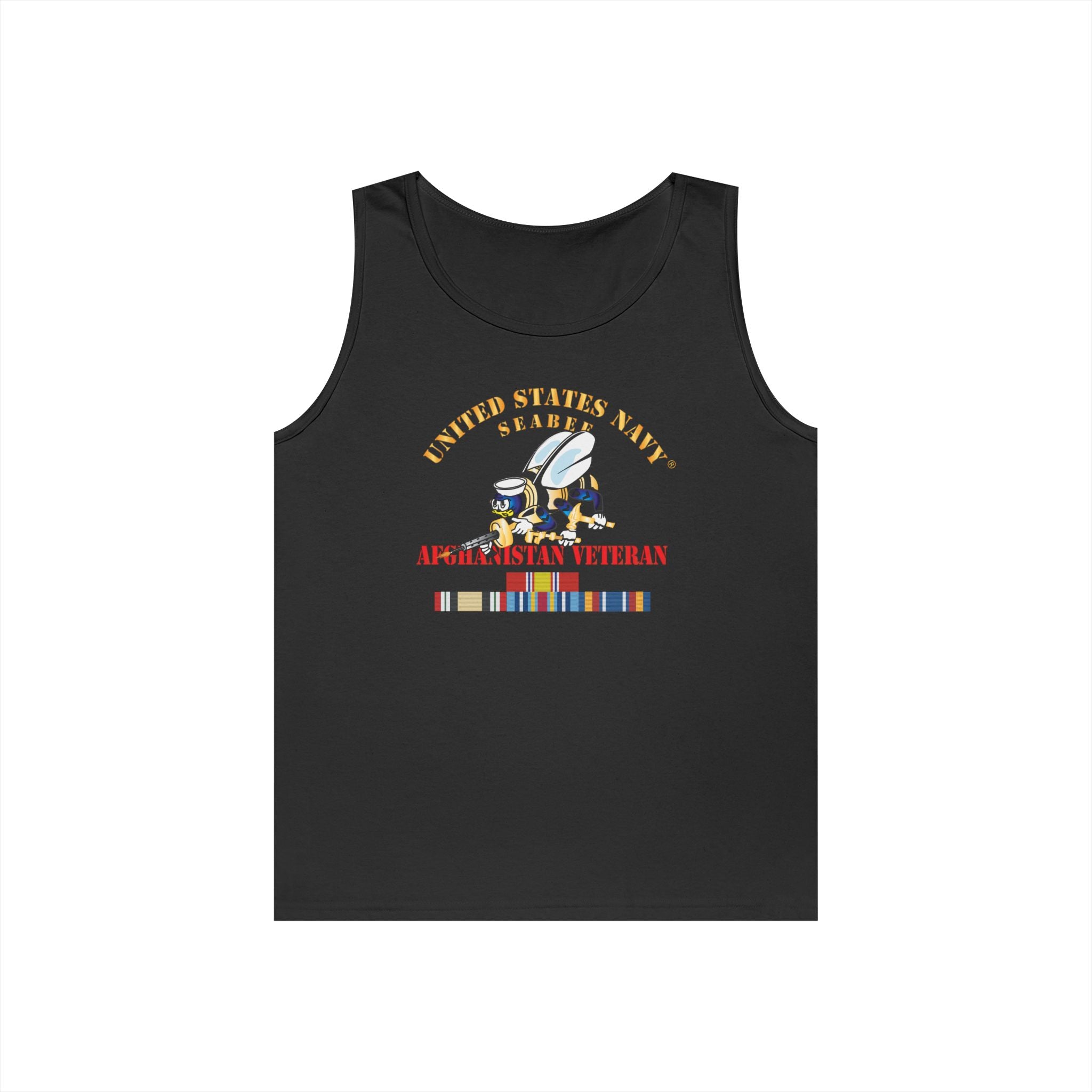 Unisex Heavy Cotton Tank Top - Navy - Seabee - Afghanistan Veteran