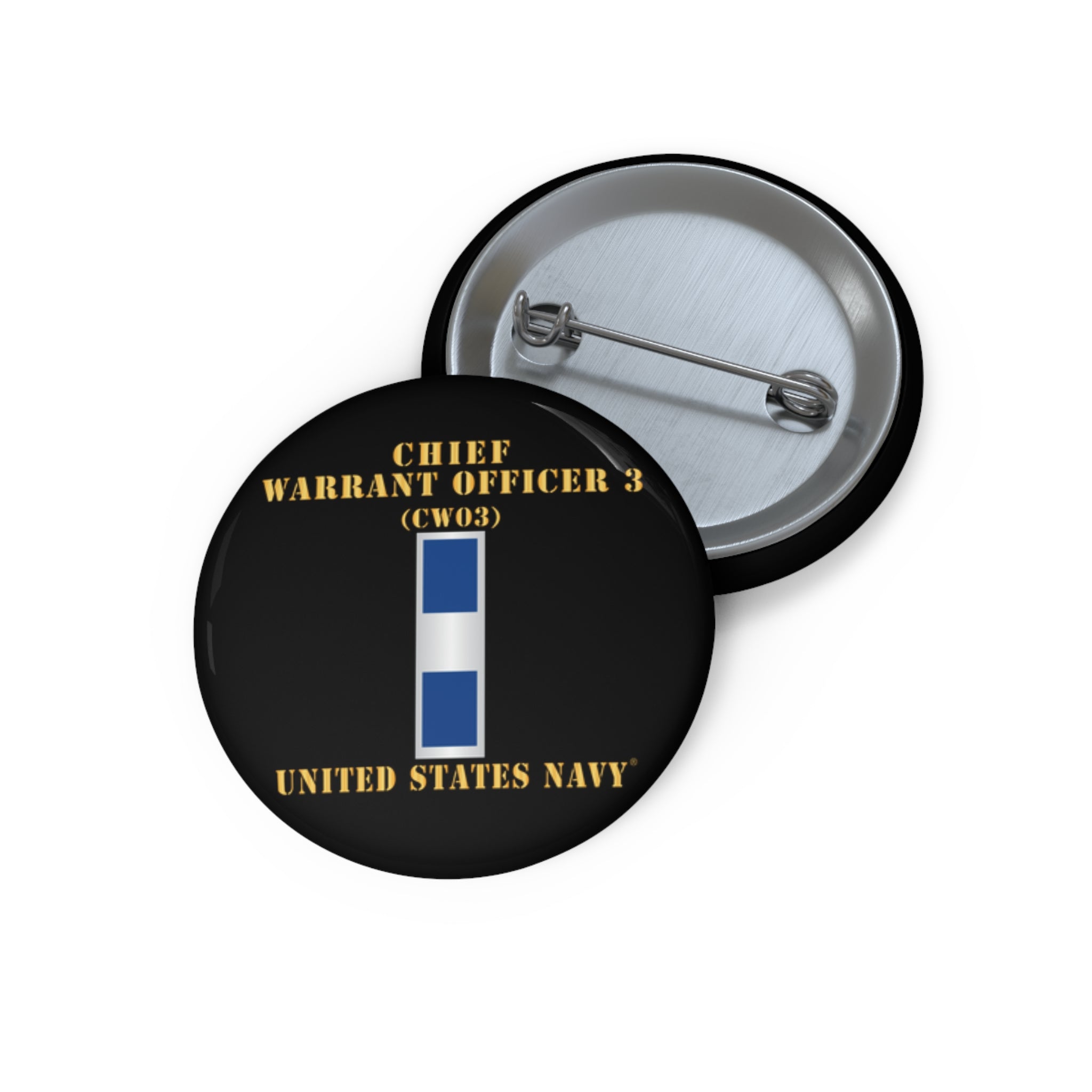Custom Pin Button - Navy - Chief Warrant Officer 3 - CW03
