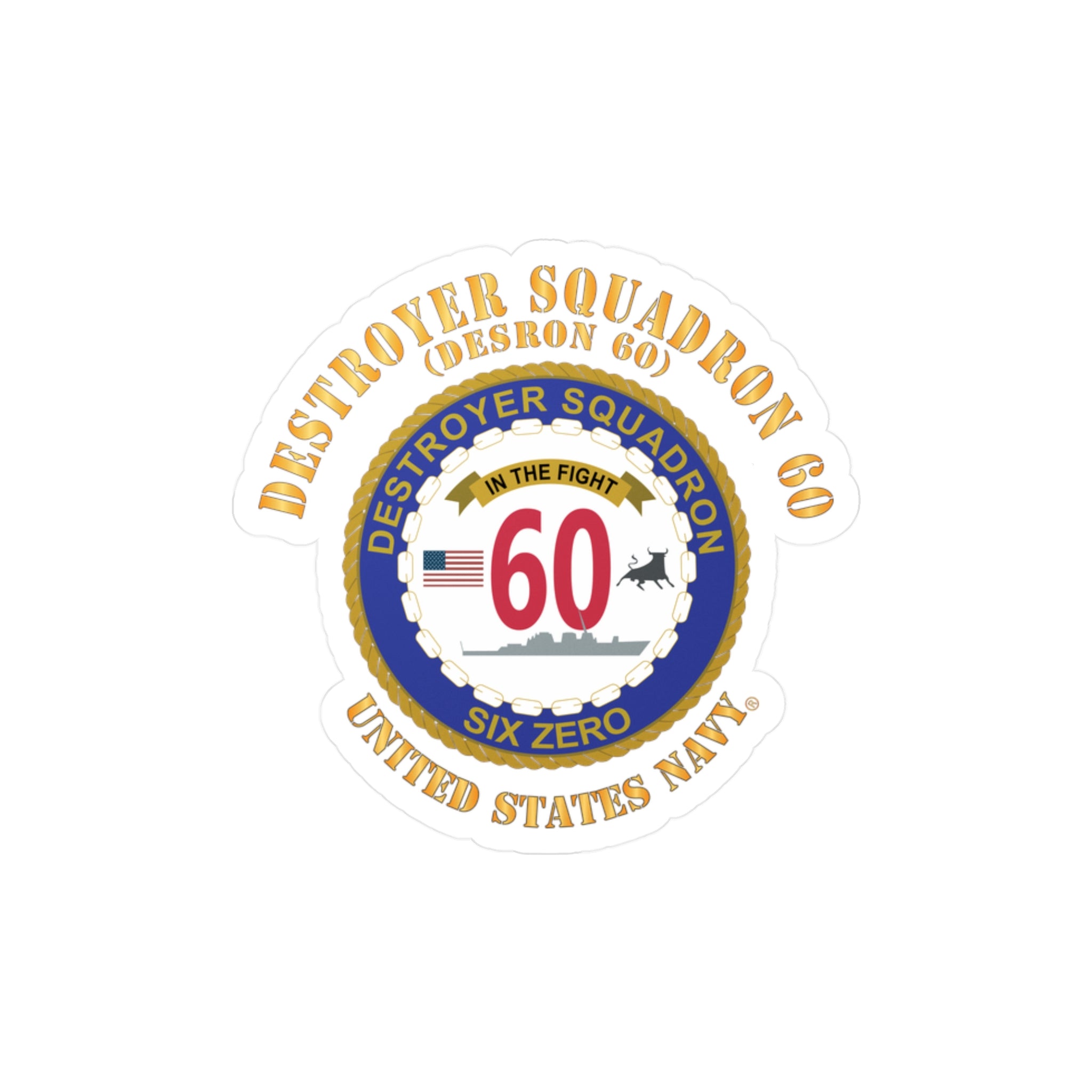 Kiss-Cut Vinyl Decal - Navy - Destroyer Squadron 60
