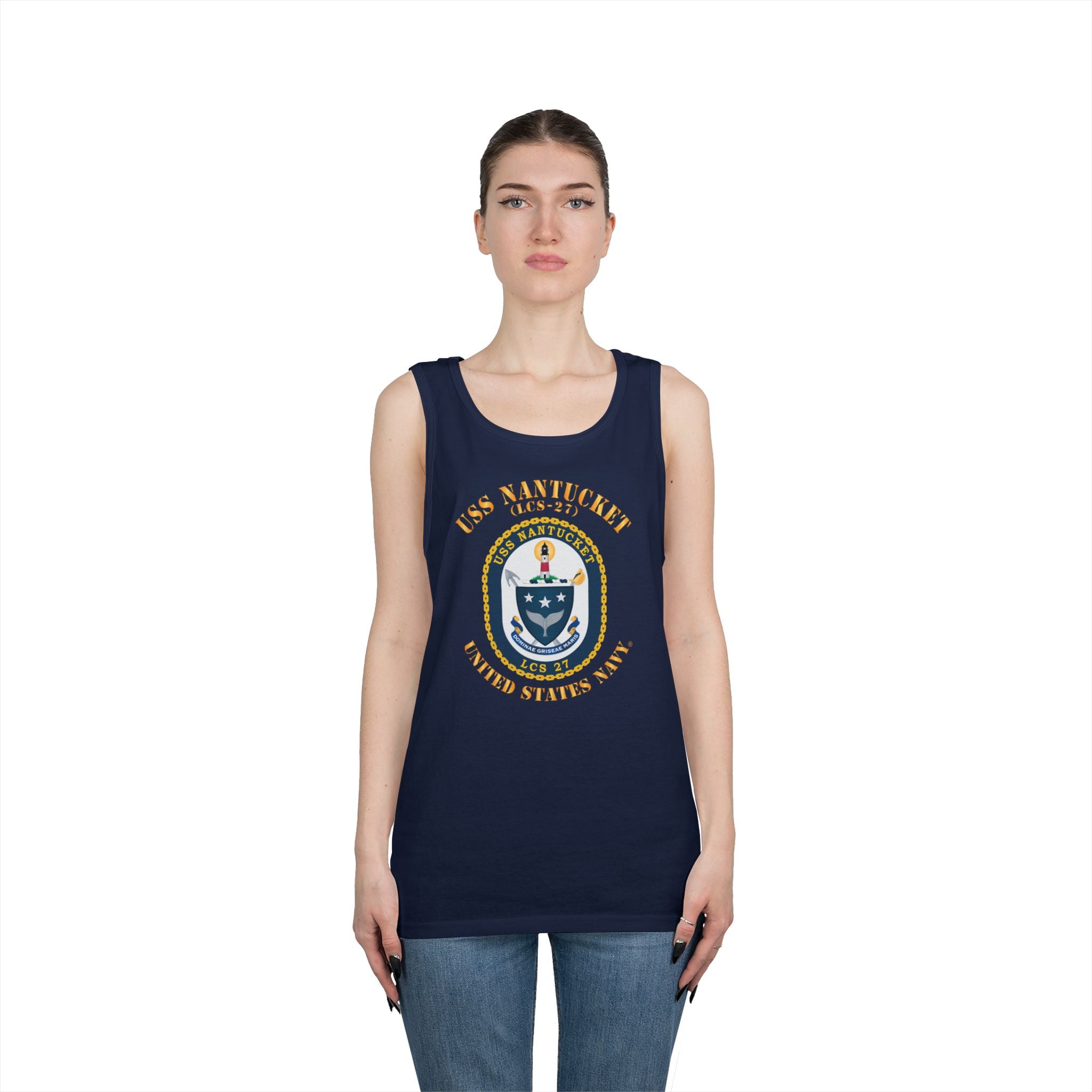 Unisex Heavy Cotton Tank Top - Navy - USS Nantucket (LCS-27)