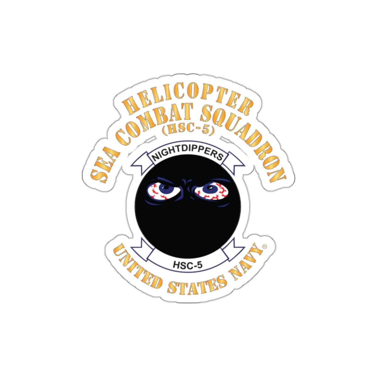 Die-Cut Vinyl Sticker - Navy - Helicopter Sea Combat Squadron 5 (HSC-5)