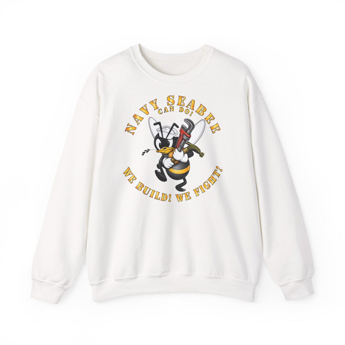 Unisex Heavy Blend™ Crewneck Sweatshirt - Navy - Navy SeaBee - w Wrench and Hammer X 300