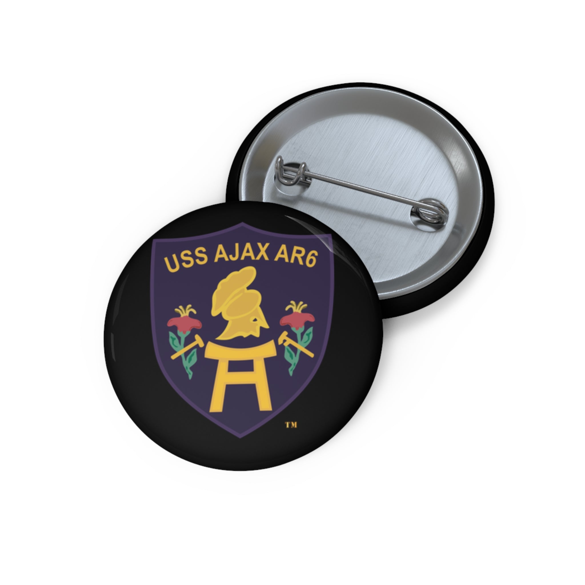 Custom Pin Button - Navy - USS Ajax (AR-6) wo txt