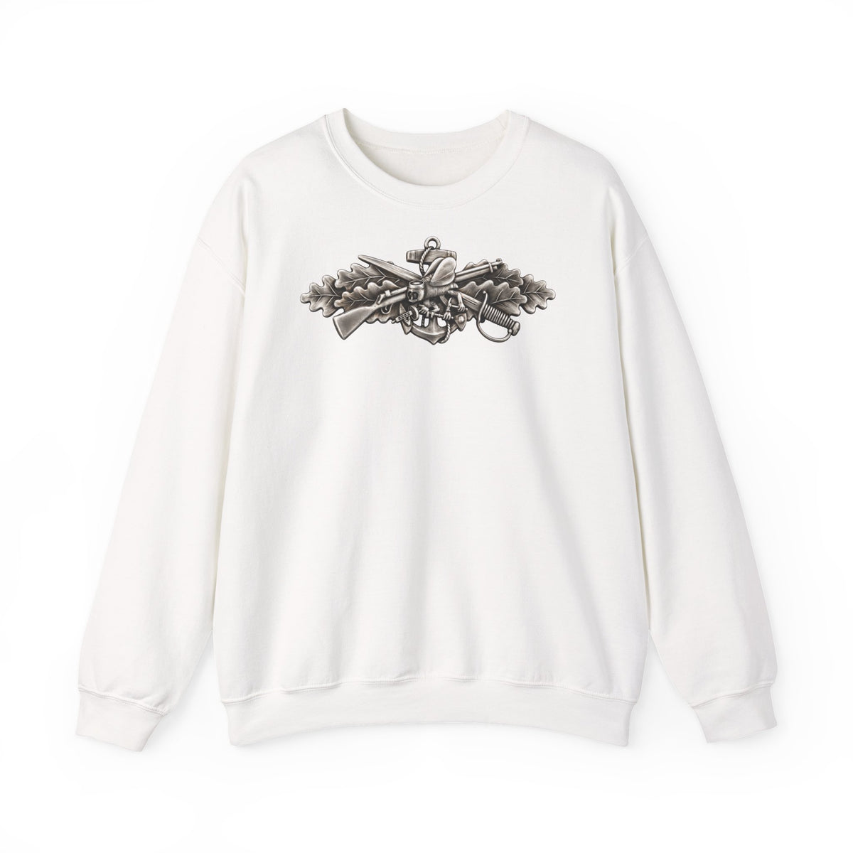 Unisex Heavy Blend™ Crewneck Sweatshirt - Navy - Badge - Seabee combat warfare specialist wo txt - Enlisted - 3D - Enhanced