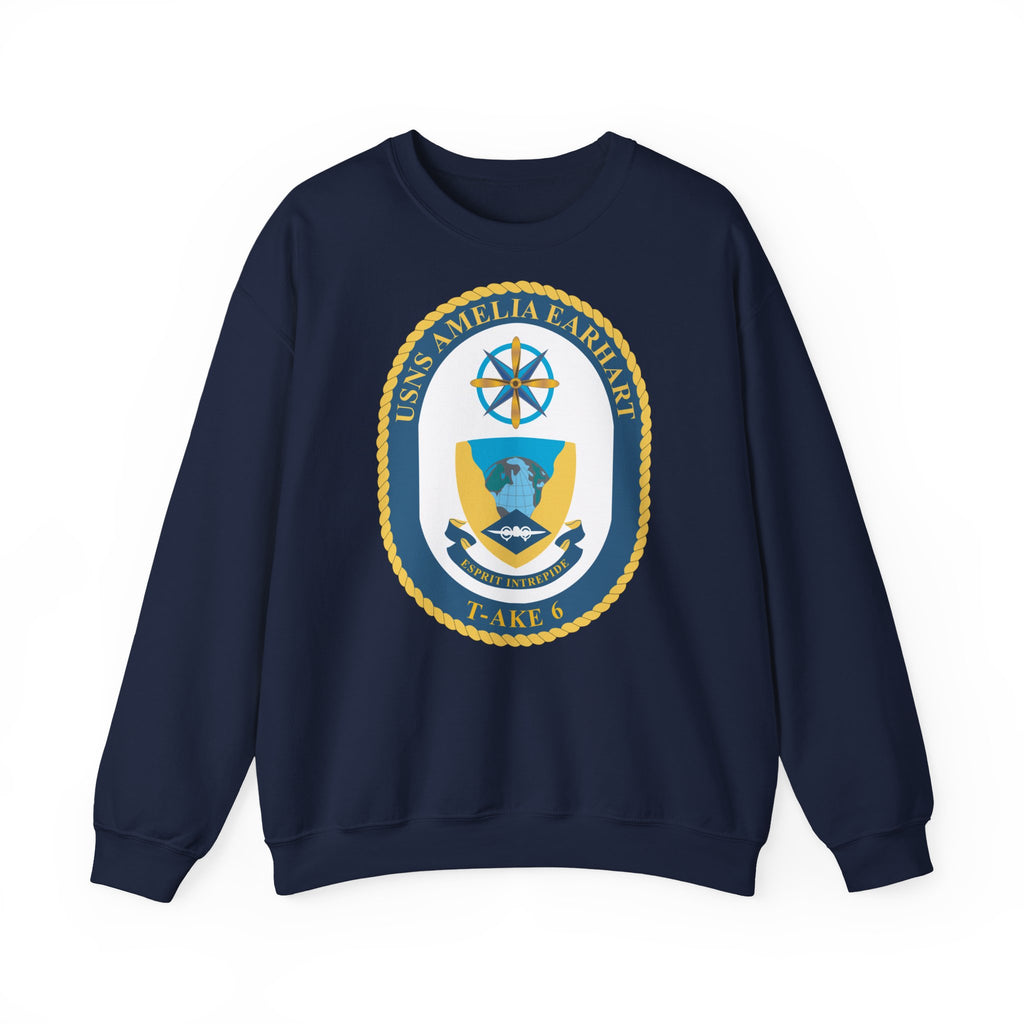 Unisex Heavy Blend™ Crewneck Sweatshirt - Navy - USNS Amelia Earhart (T-AKE 6) wo txt