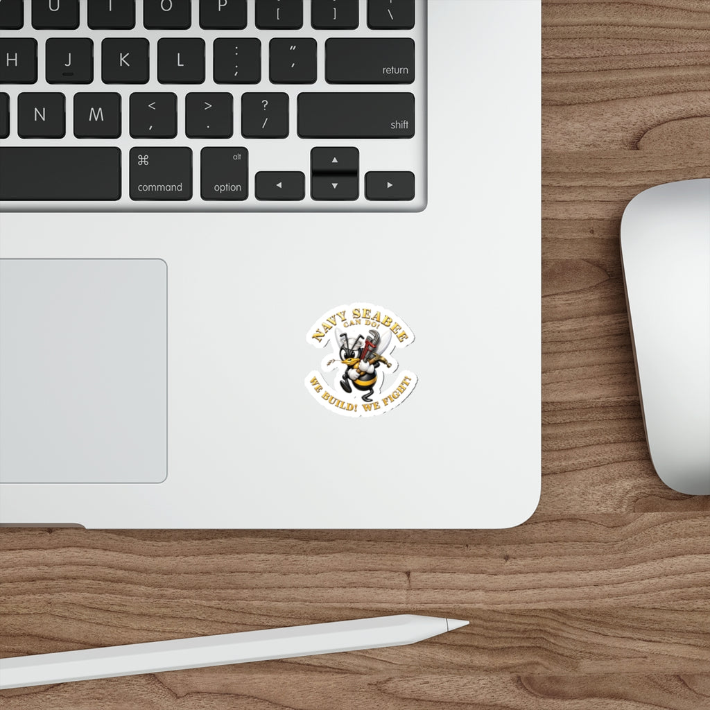 Die-Cut Vinyl Sticker - Navy - Navy SeaBee - w Wrench and Hammer - 3D - Enhanced X 300