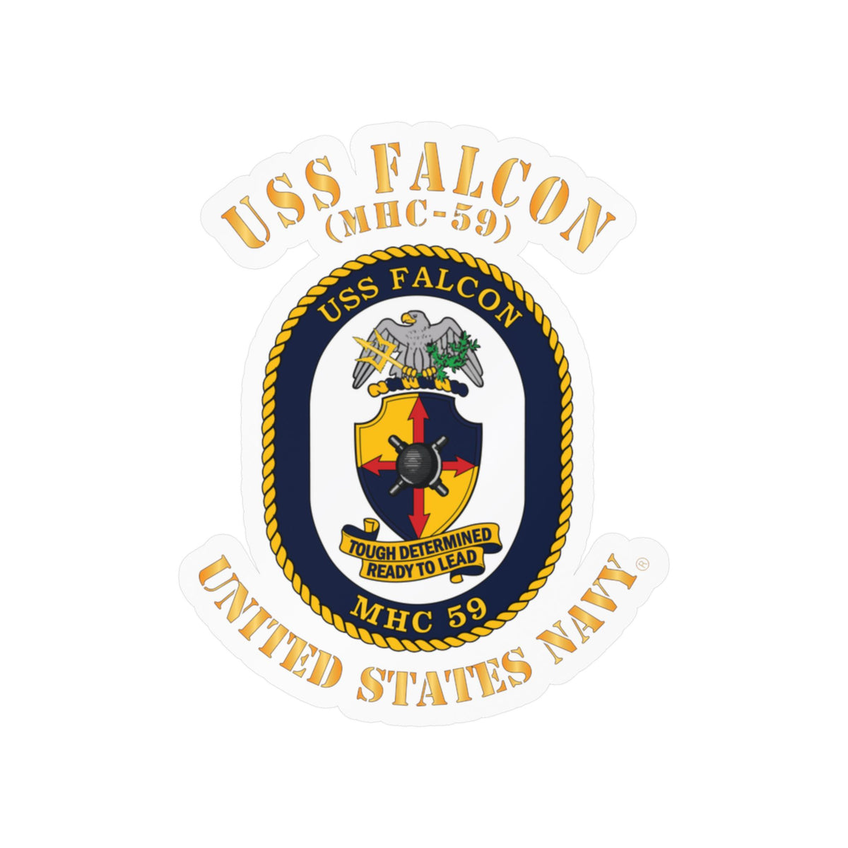 Kiss-Cut Vinyl Decal - Navy - USS Falcon (MHC-59)