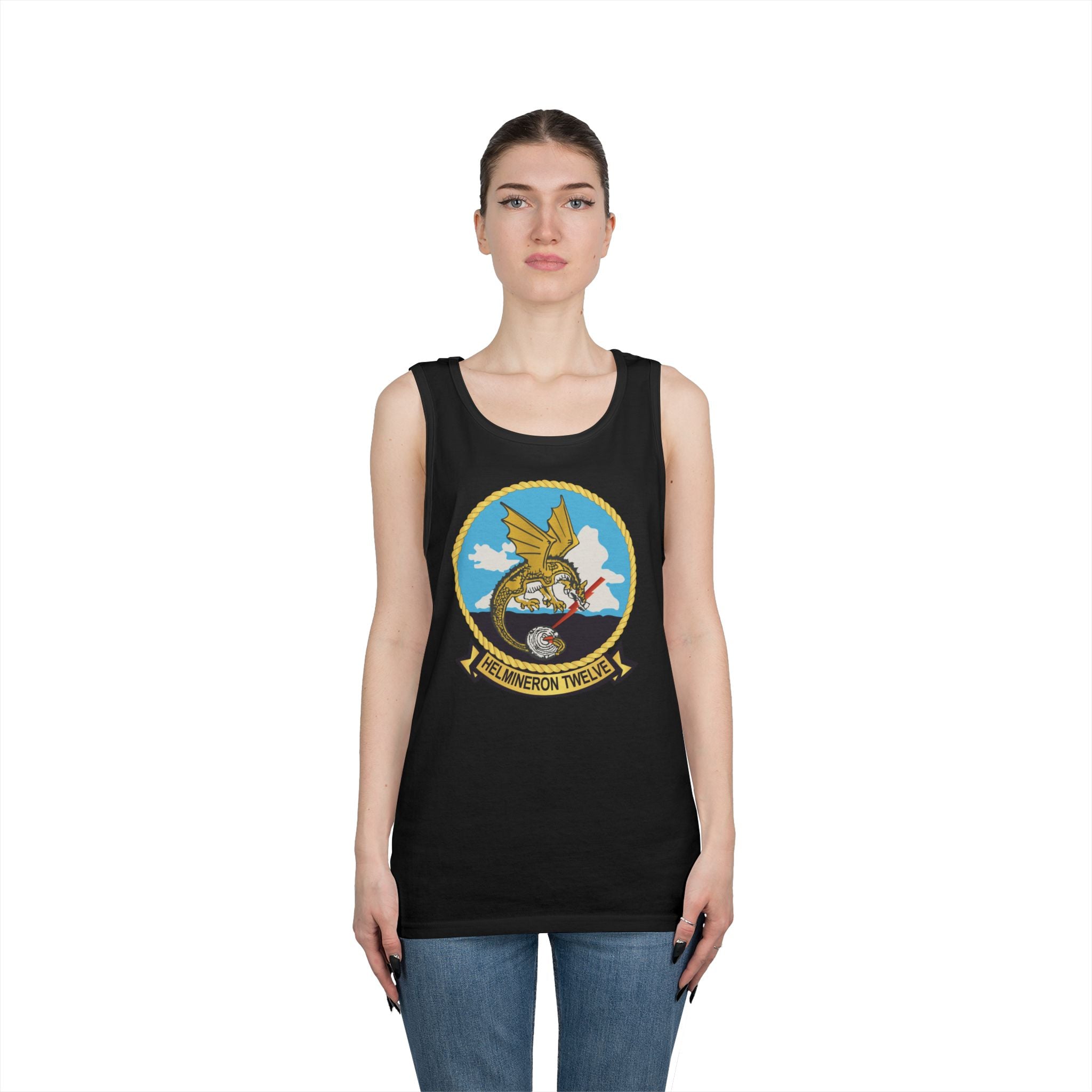 Unisex Heavy Cotton Tank Top - Navy - Helmineron Twelve (HM-12) wo Txt