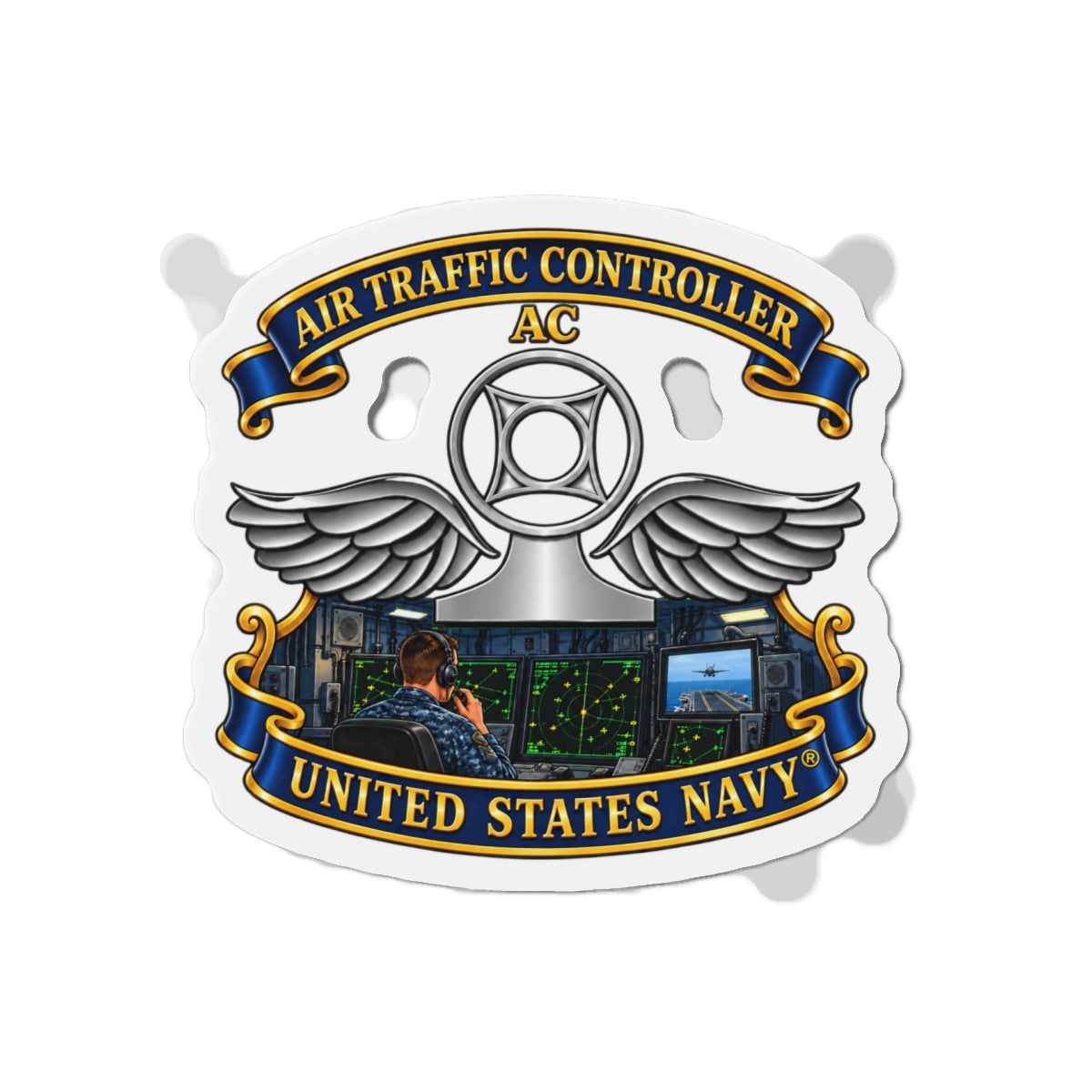 Die-Cut Magnet - Navy - Rate - Air Traffic Controller (AC) - Shipboard Version  3D - Enhanced