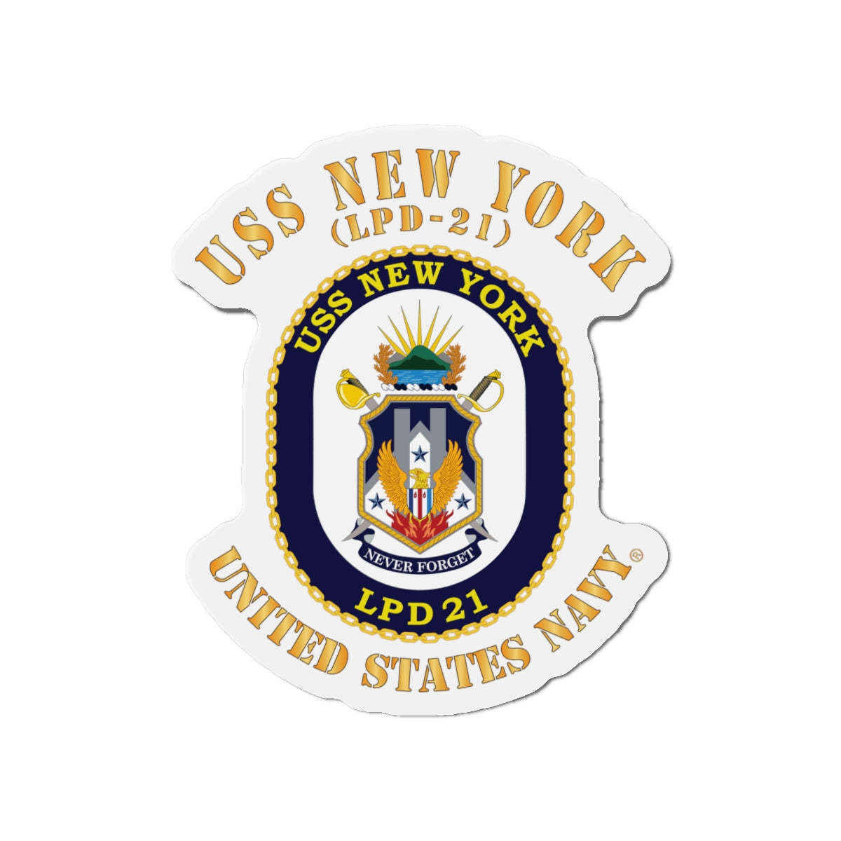 Die-Cut Magnet - Navy - USS New York (LPD-21) X 300