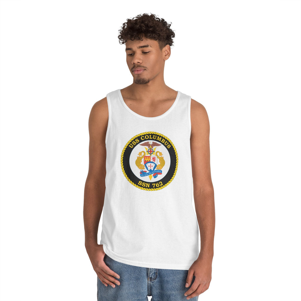 Unisex Heavy Cotton Tank Top - Navy - USS Columbus (SSN-762) wo txt