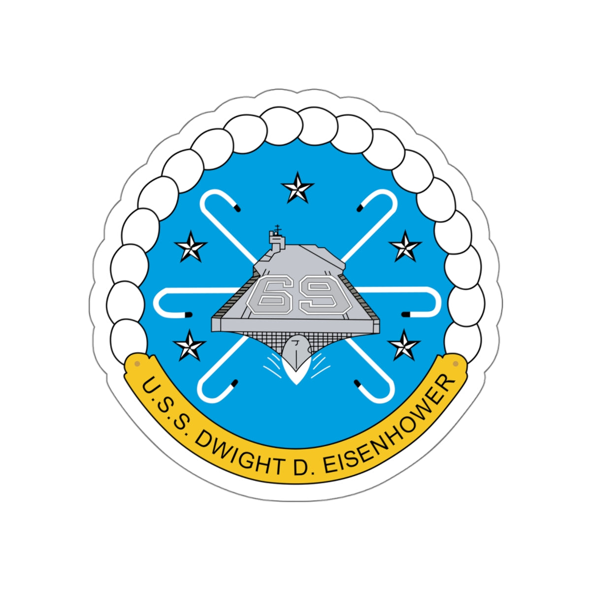 Die-Cut Vinyl Sticker - USS Dwight D. Eisenhower (CVN-69) Crest wo Txt