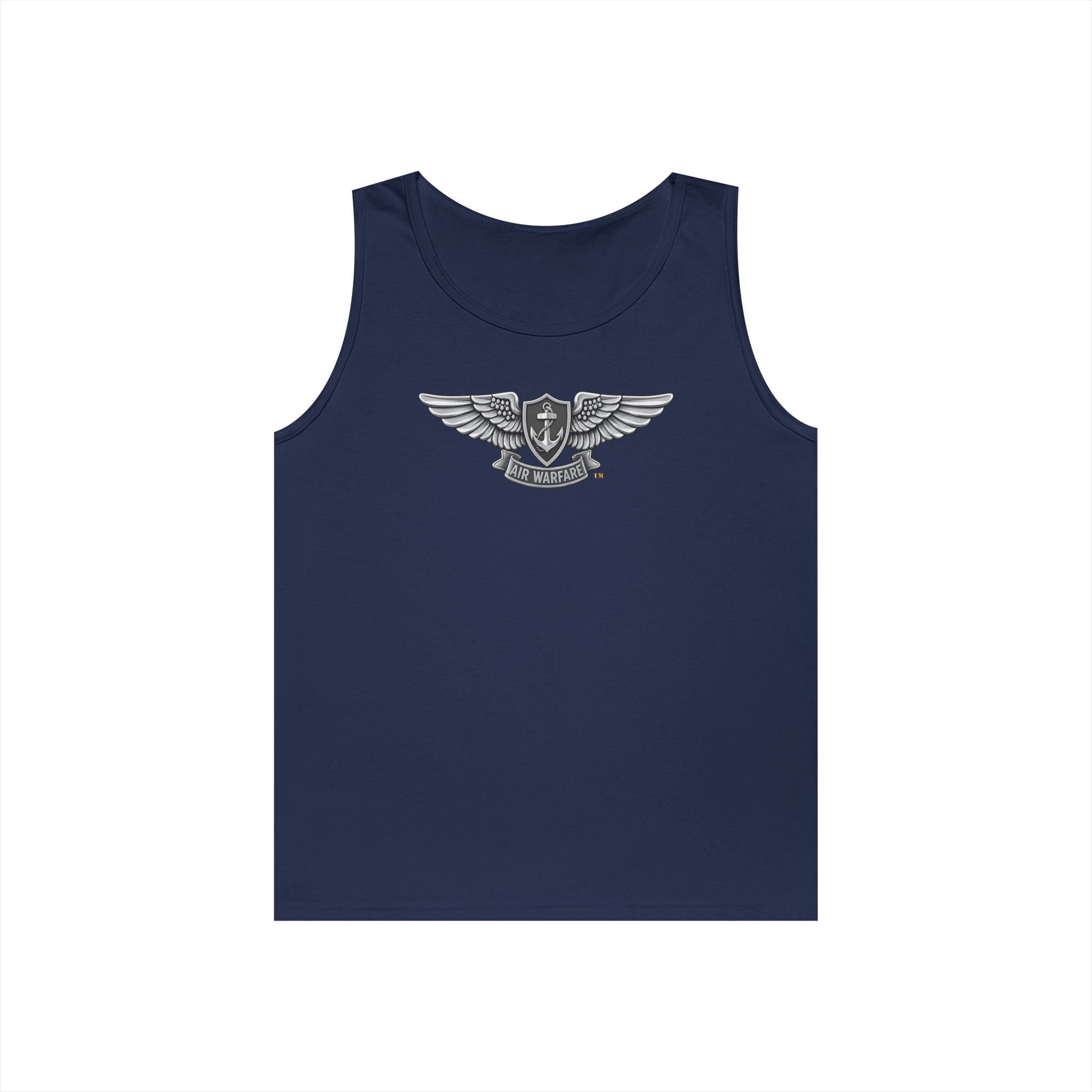 Unisex Heavy Cotton Tank Top - Navy - Badge - Enlisted Aviation Warfare Specialist wo txt