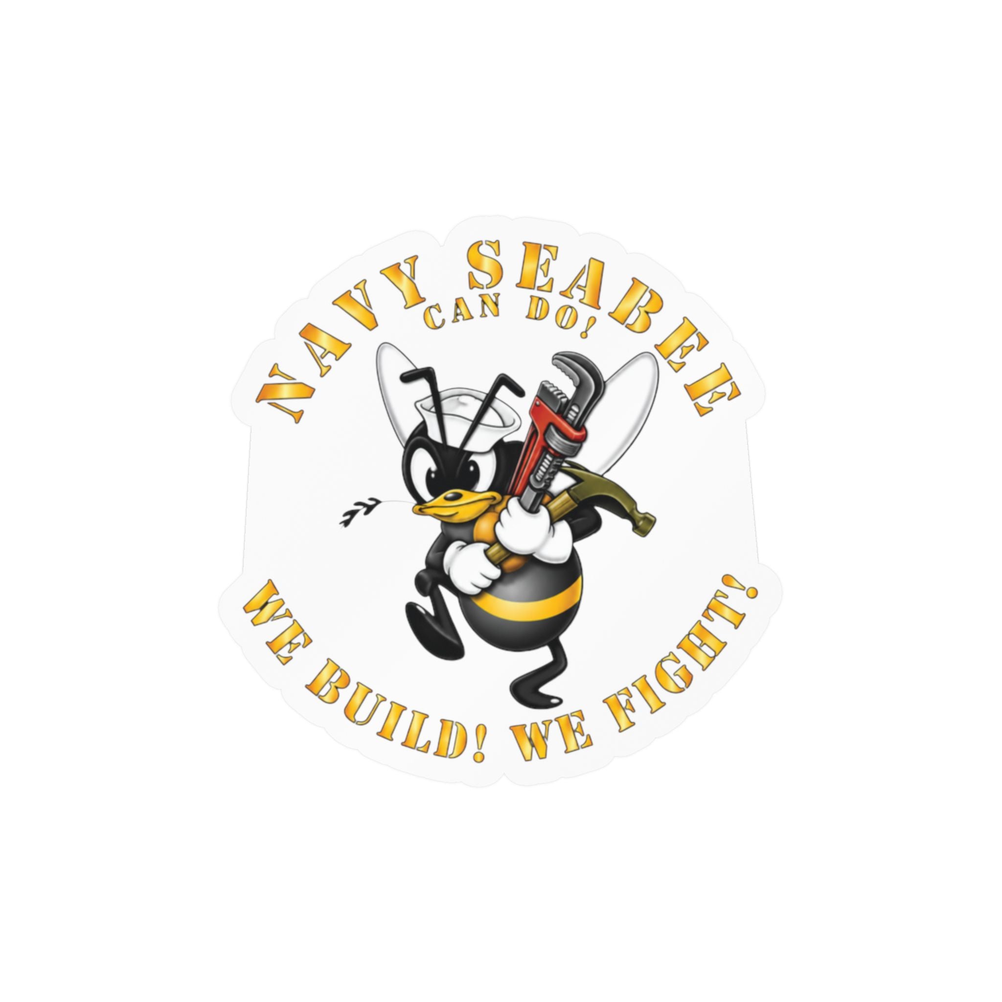 Kiss-Cut Vinyl Decal - Navy - Navy SeaBee - w Wrench and Hammer X 300