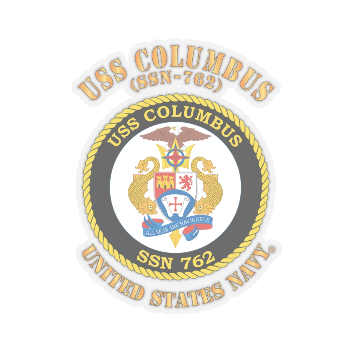 Kiss-Cut Stickers - Navy - USS Columbus (SSN-762)