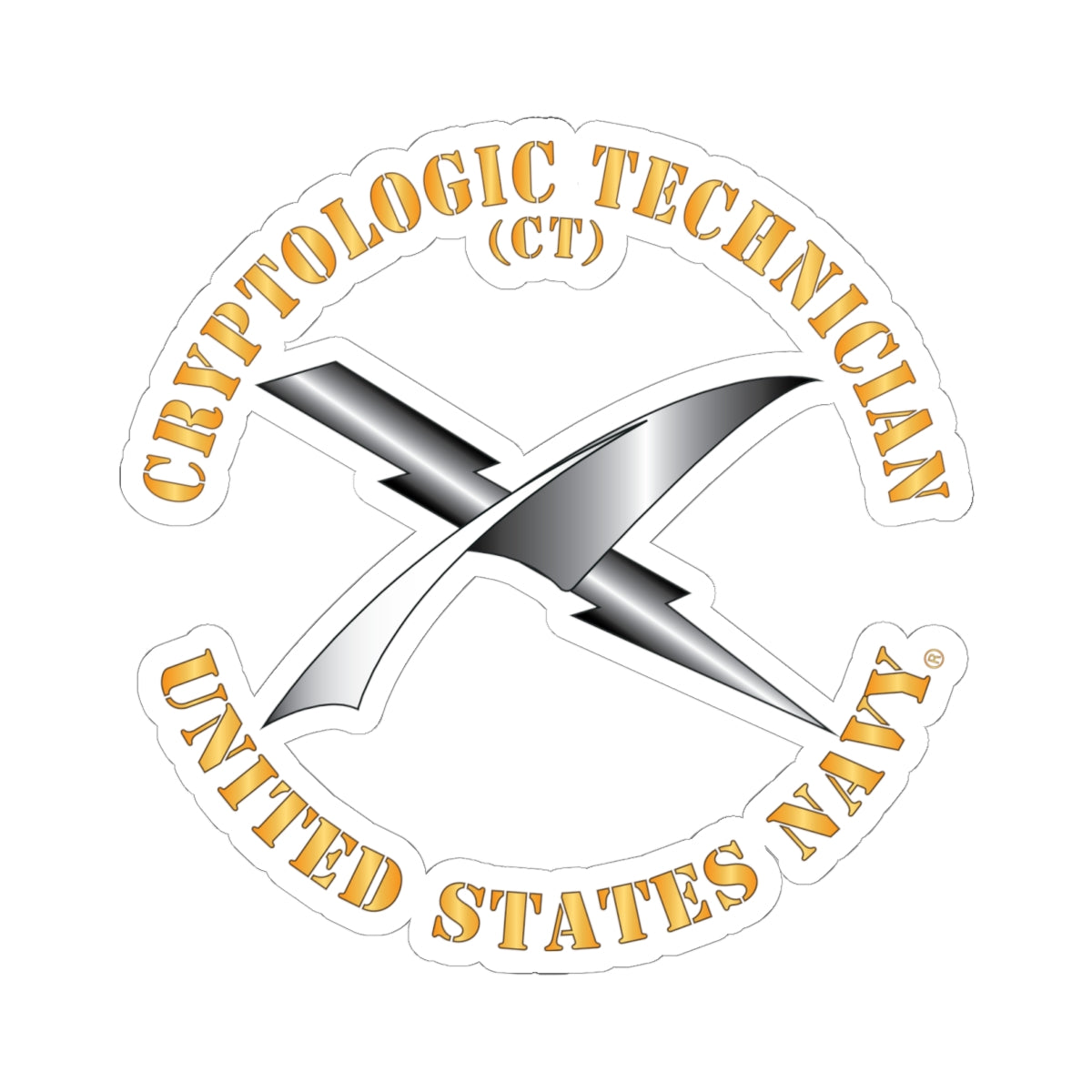 Kiss-Cut Stickers - Navy - Rate - Cryptologic Technician (CT)