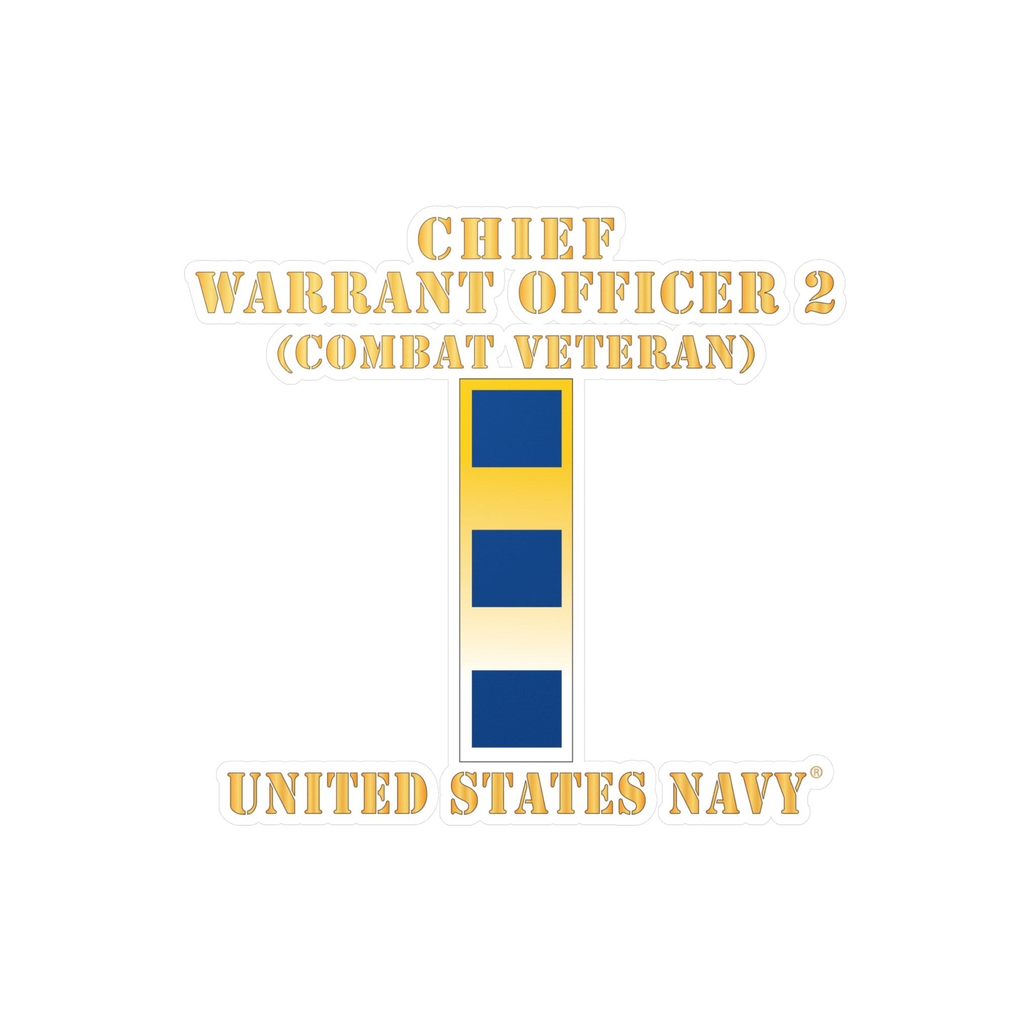 Kiss-Cut Vinyl Decal - Navy - Chief Warrant Officer 2 - CW02 - Combat Veteran