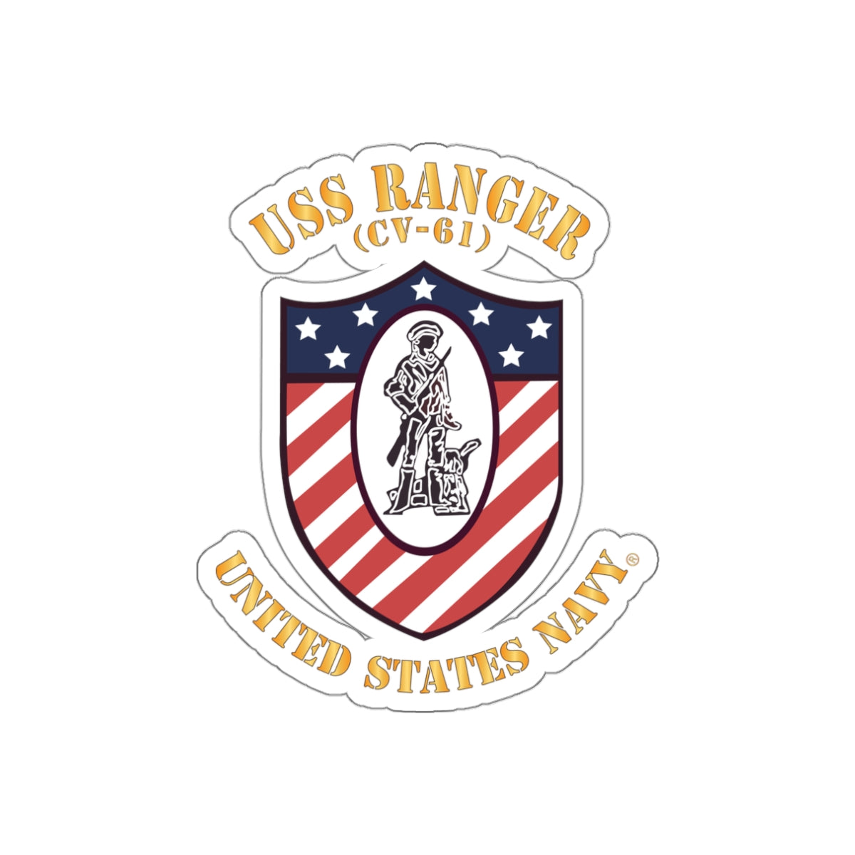 Die-Cut Vinyl Sticker - Navy - USS Ranger (CV-61) X 300