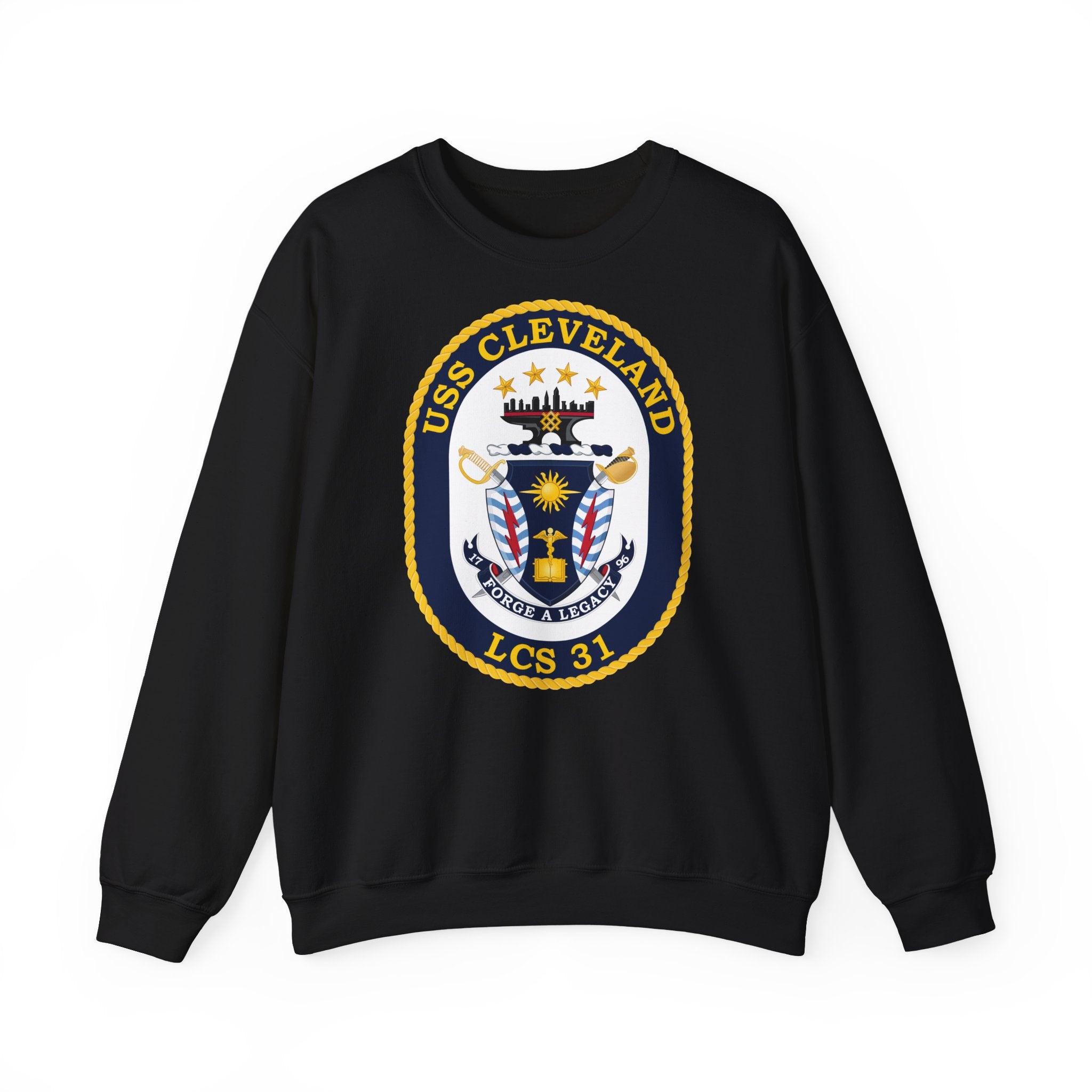 Unisex Heavy Blend™ Crewneck Sweatshirt - Navy - USS Cleveland (LCS-31) wo txt