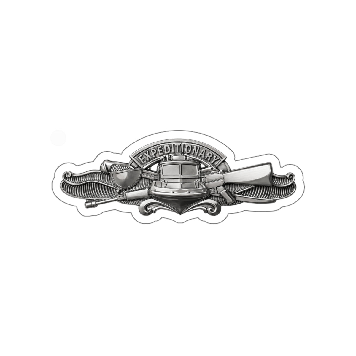 Die-Cut Vinyl Sticker - Navy - Badge - Expeditionary Warfare (EXW) wo txt - Officer - 3D - Enhanced